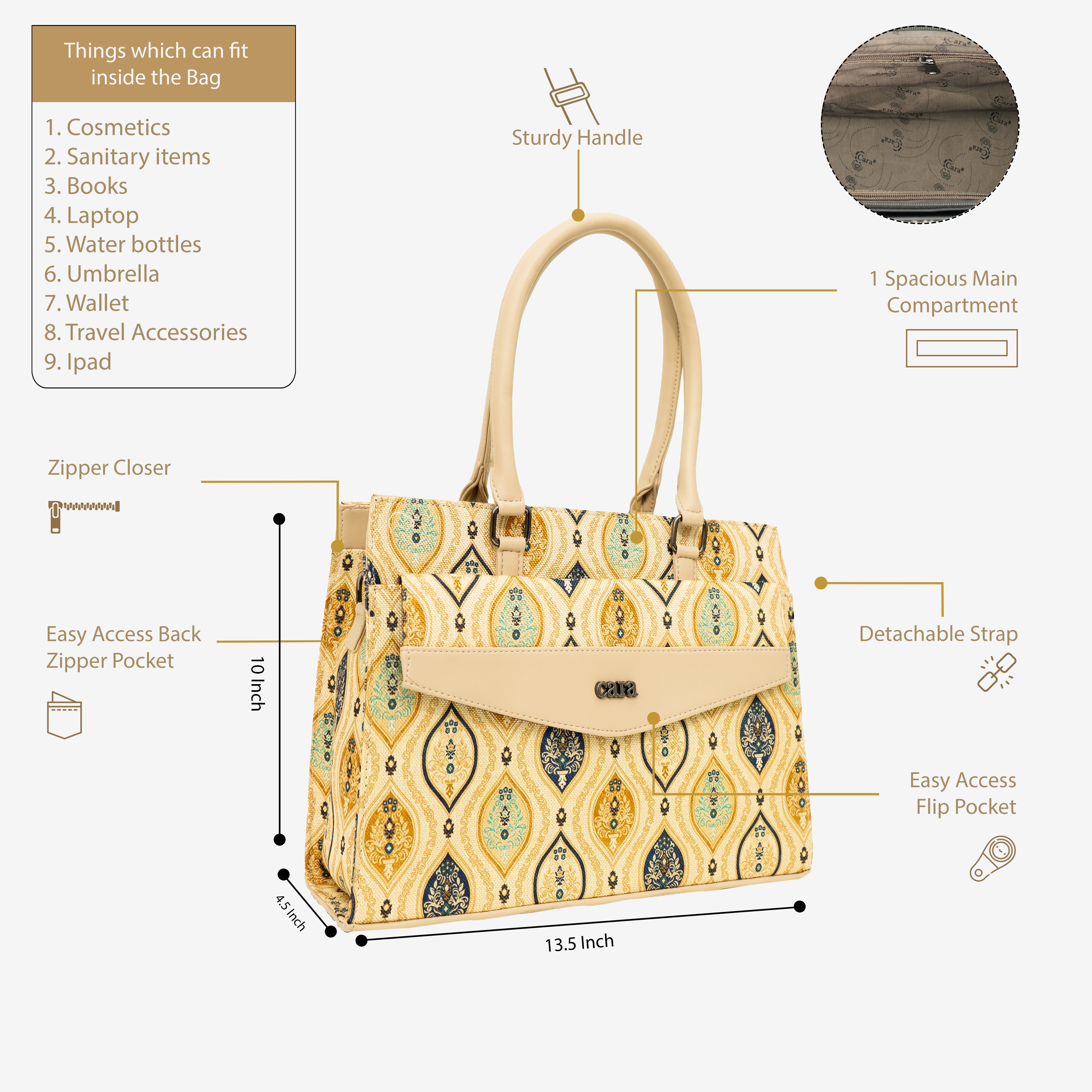 Cream Flawless Crafted handbag | Cara