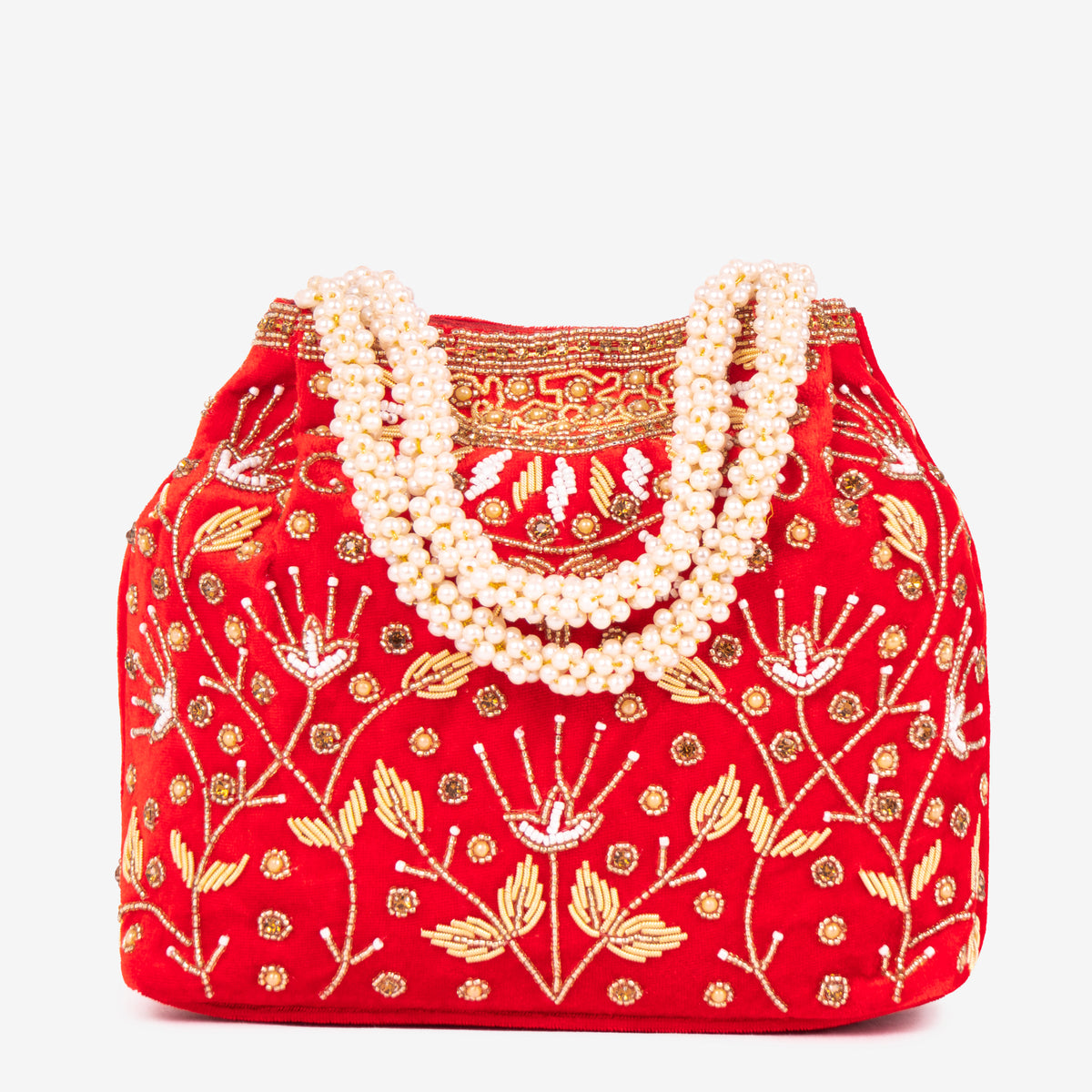 Bridal Pearlstone Velvet Potli