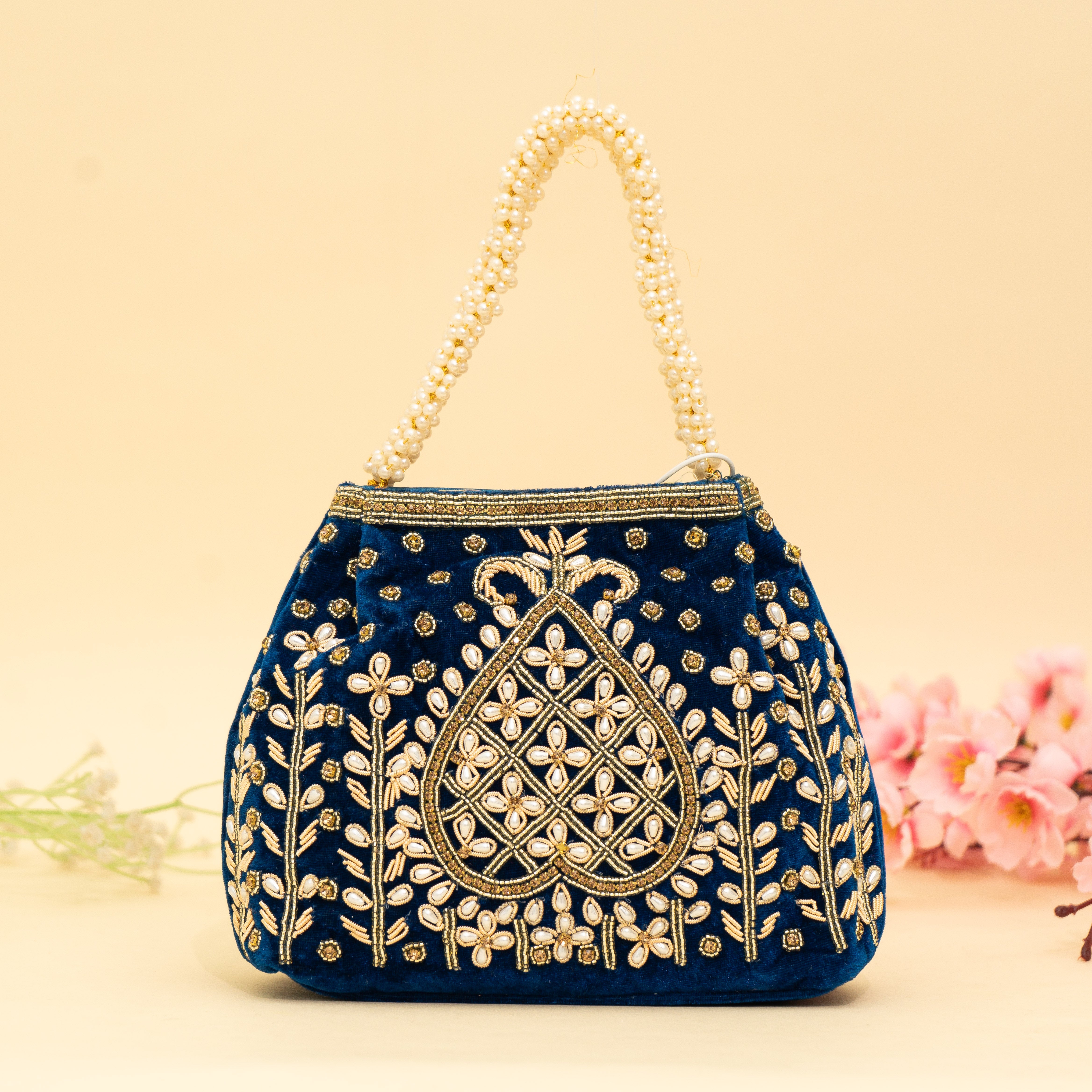 Team Blue Lustrous Pearl Embellish Potli