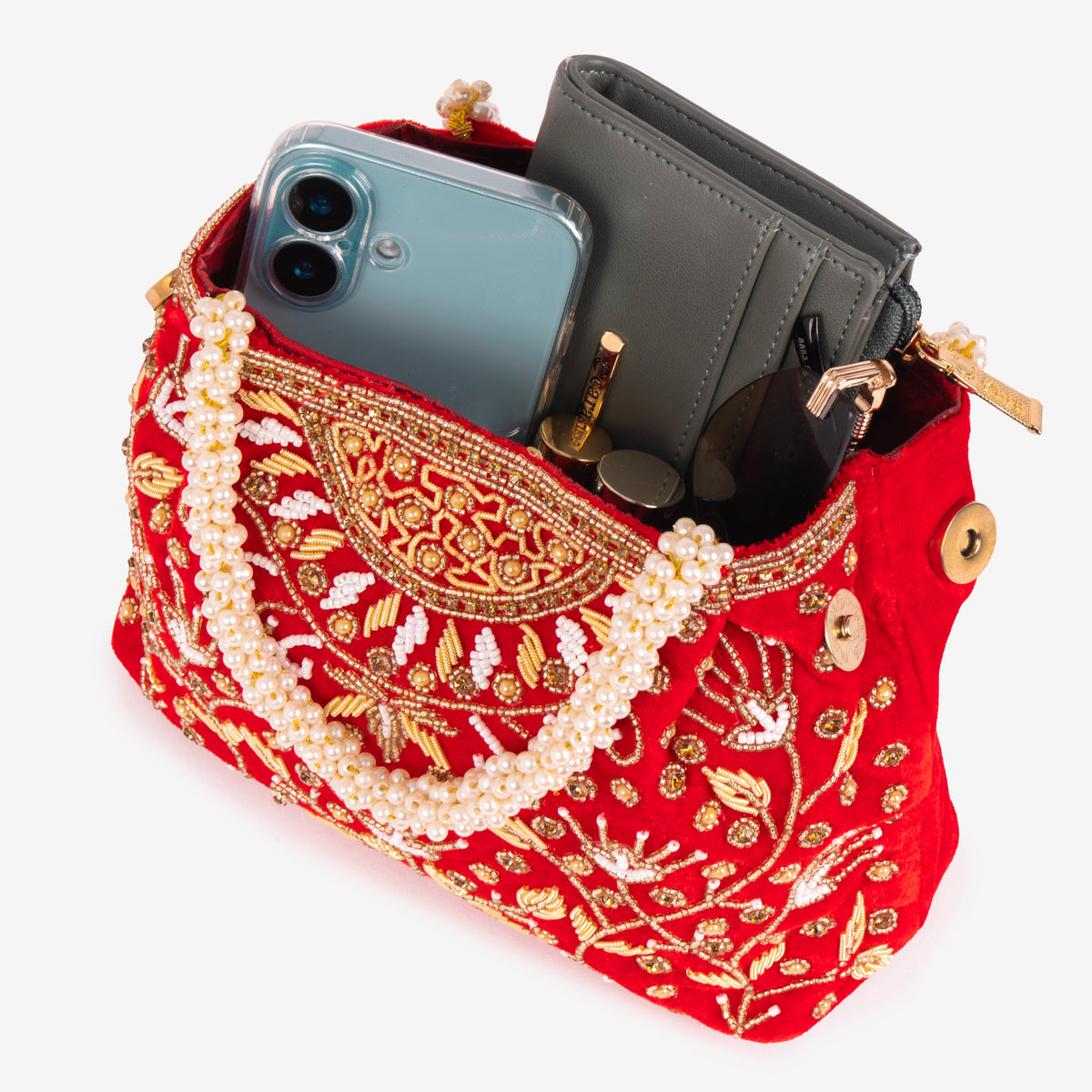 Bridal Pearlstone Velvet Potli