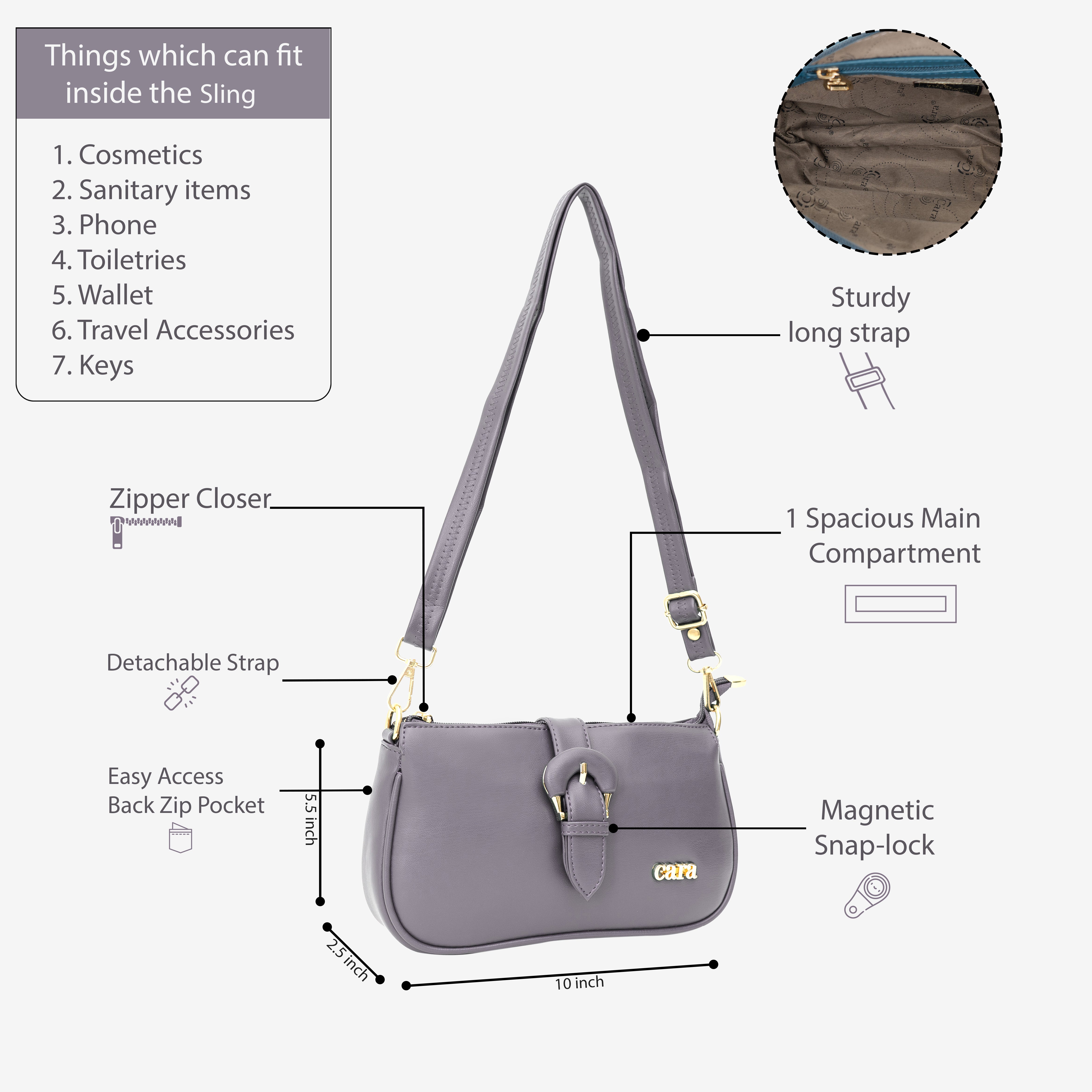 Grey Pleasant Sling | Cara