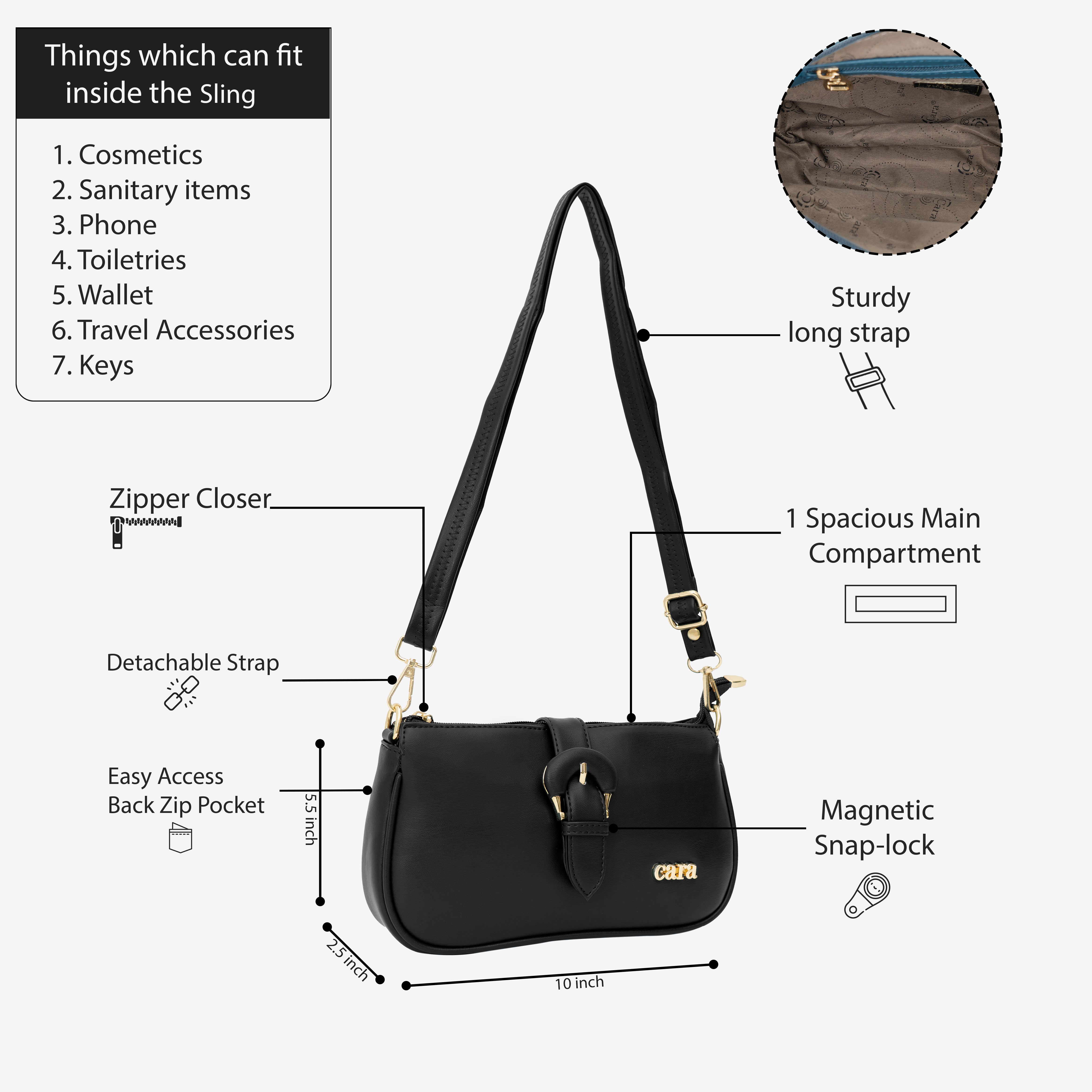 Black Pleasant Sling | Cara