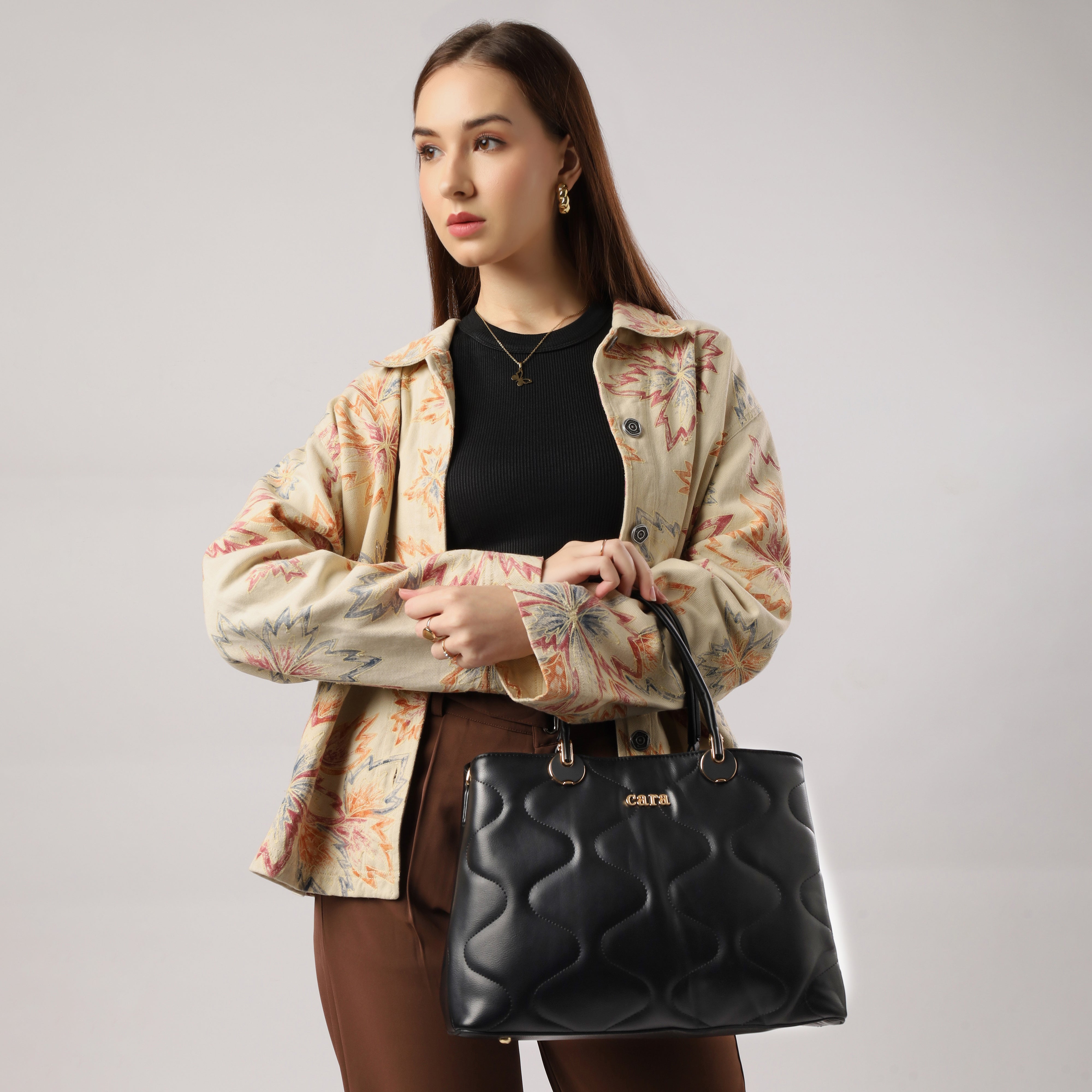 Black Quilted Handbag | CARA