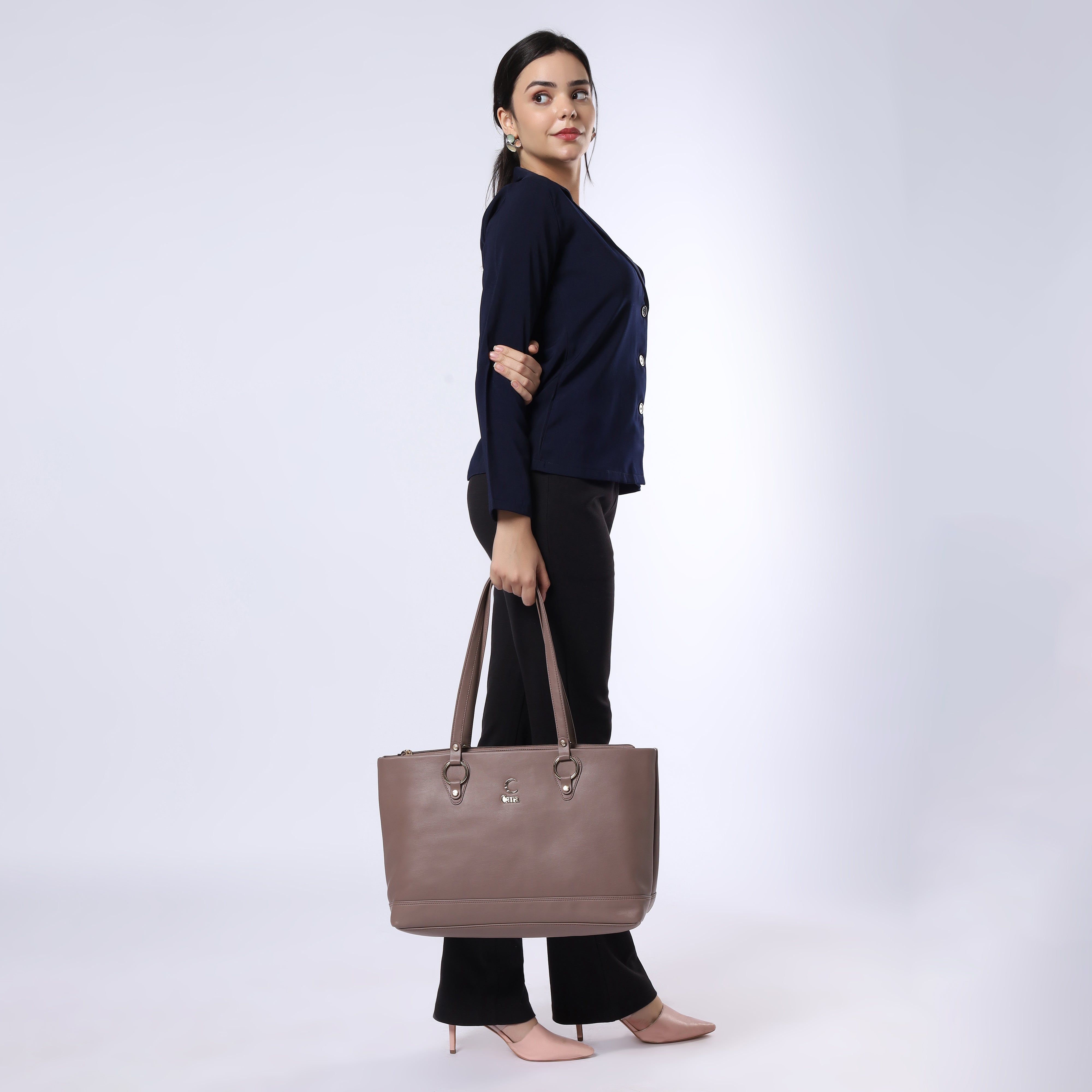 Beige Corporate Chic Tote | Cara