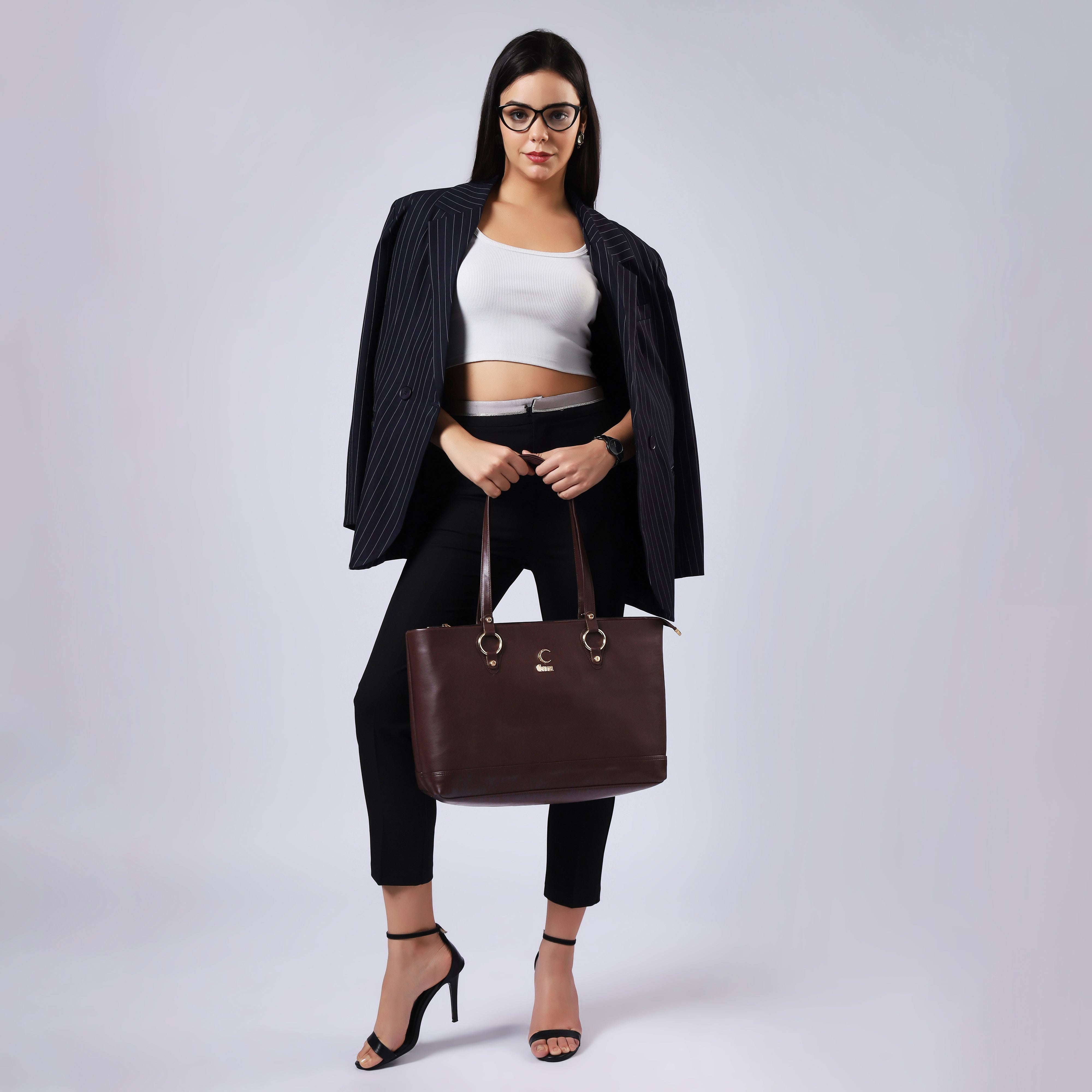 Dark Brown Corporate Chic Tote | Cara
