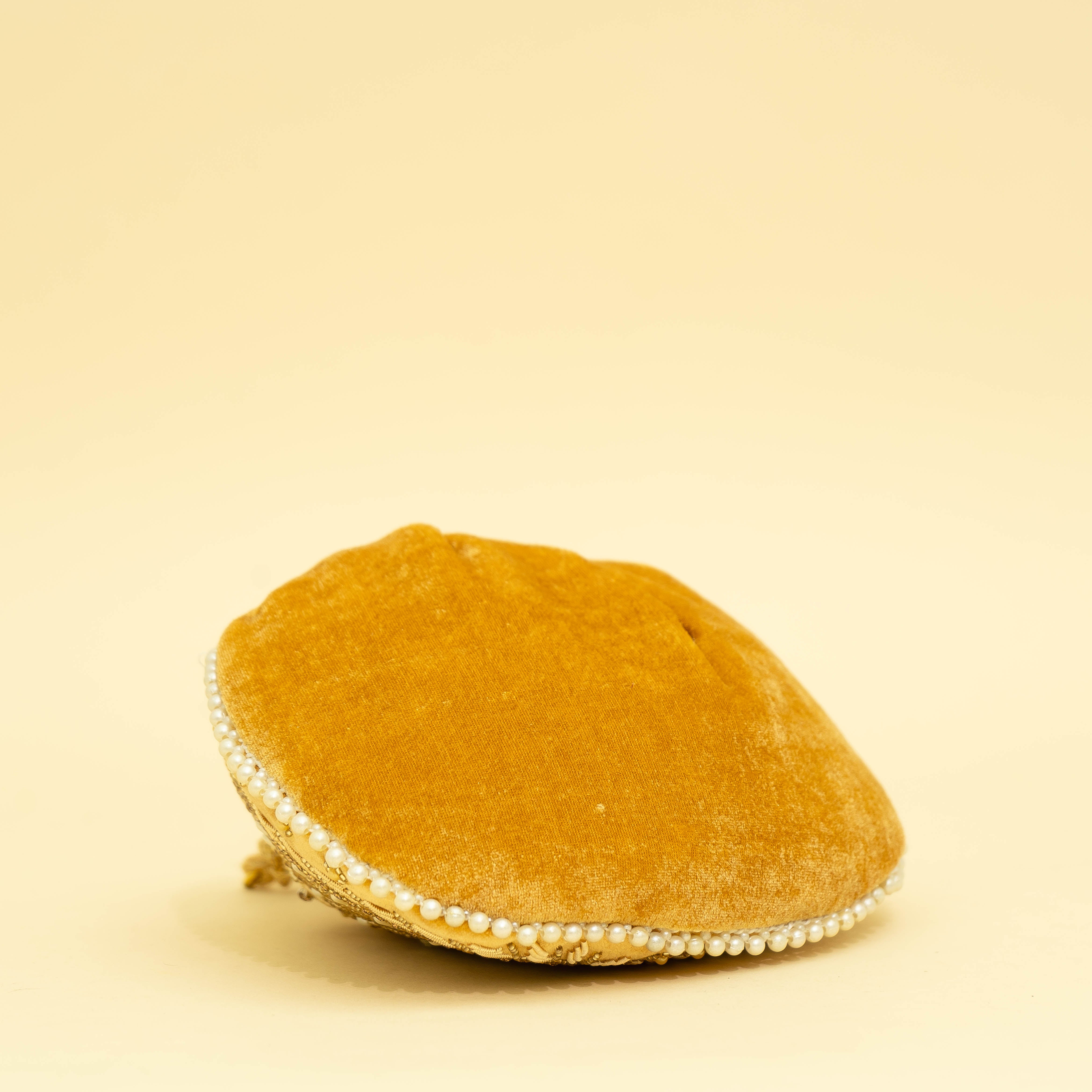 Yellow Velvet Jewel Matka Potli | CARA