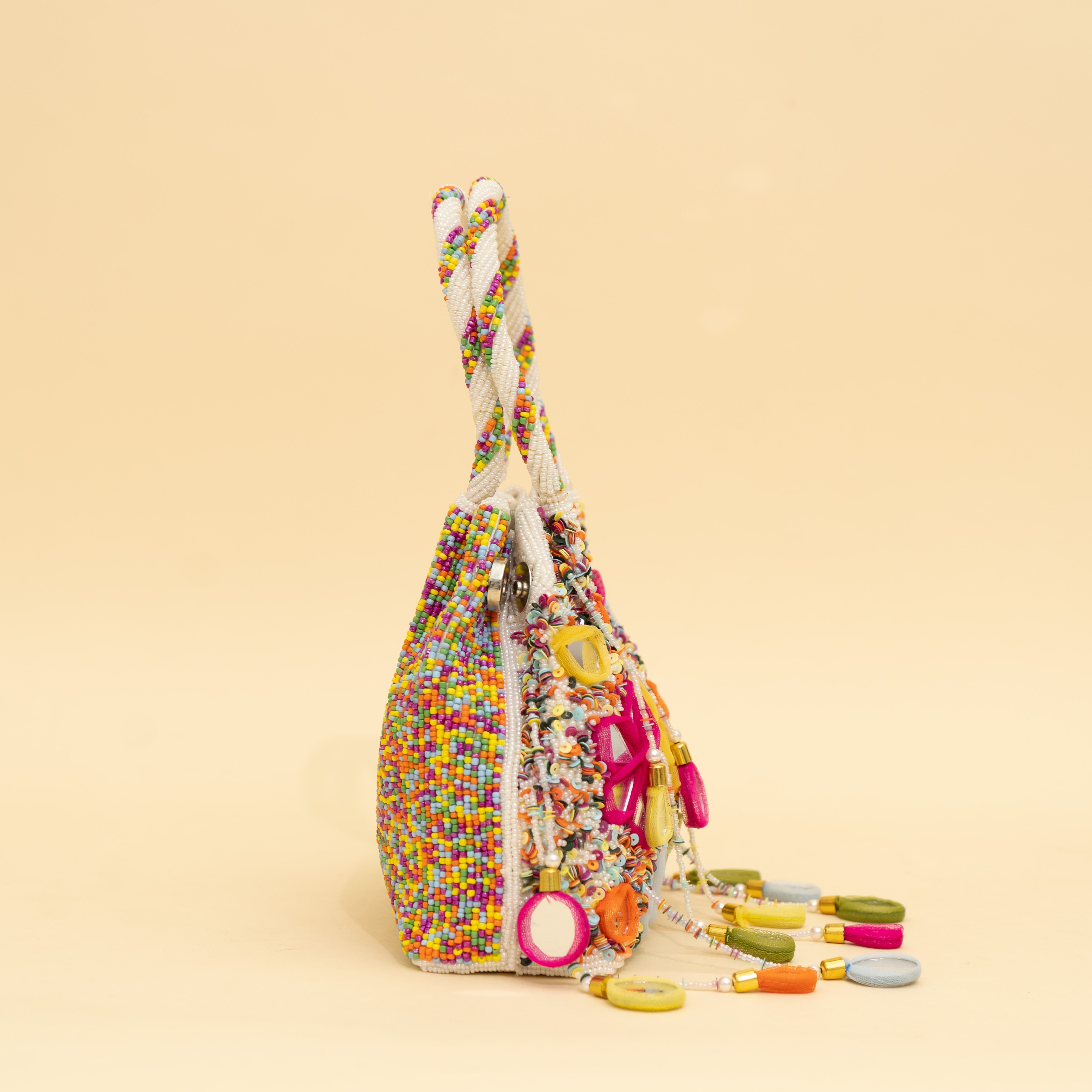 Multicoloured Embellished Heavy Mirror Work Potli