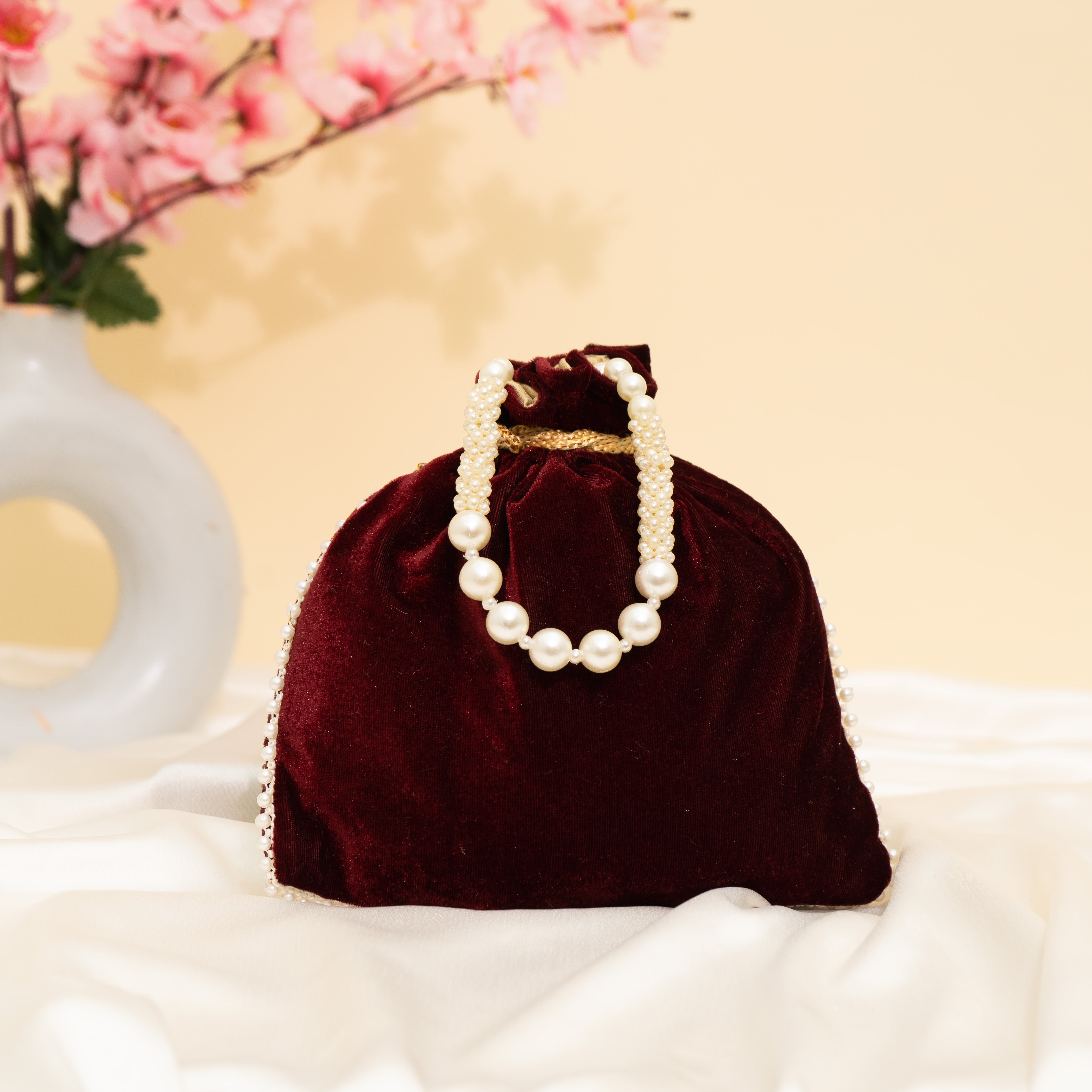 Maroon Pearlstone Radiance Potli