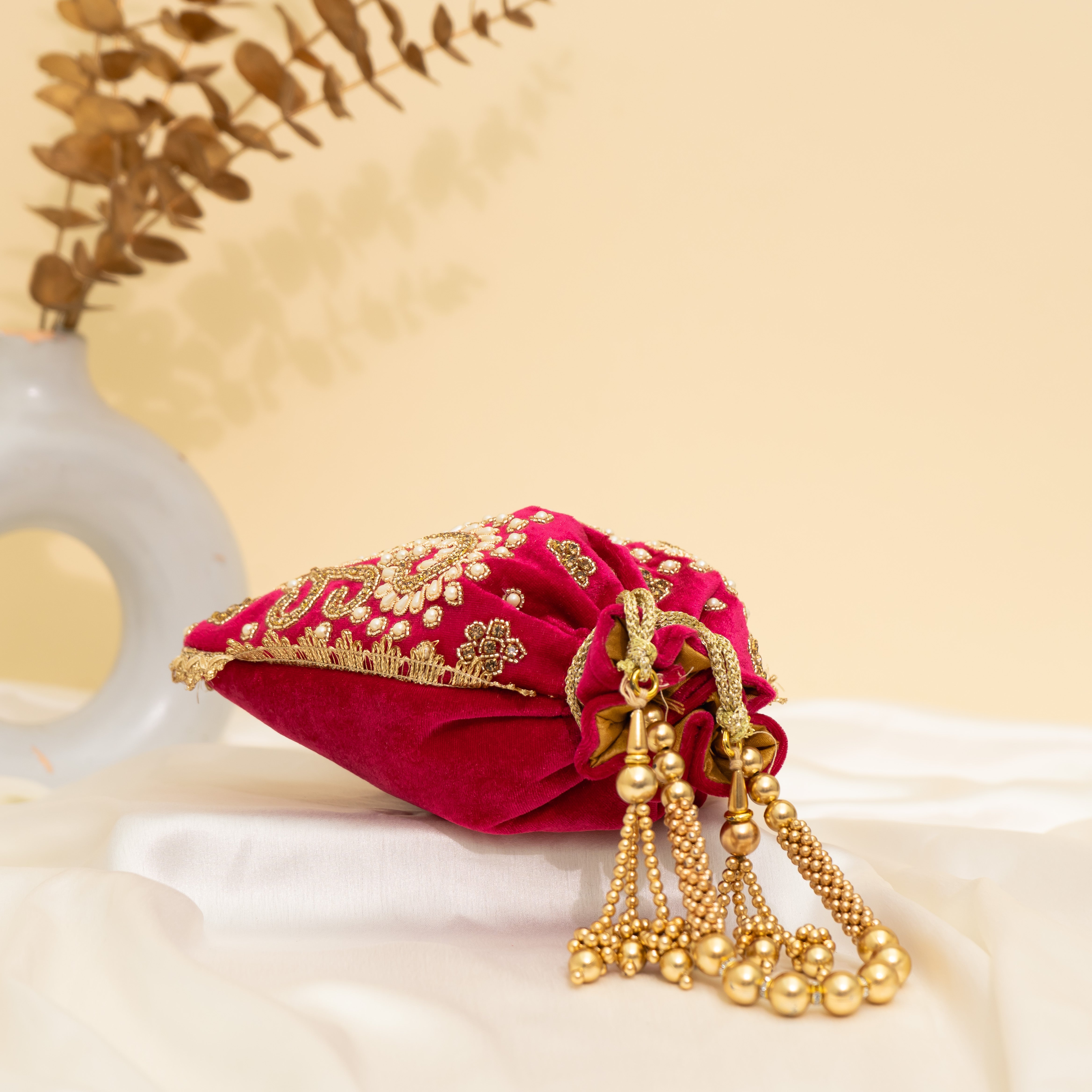 Pink Peacock's Embrace Potli