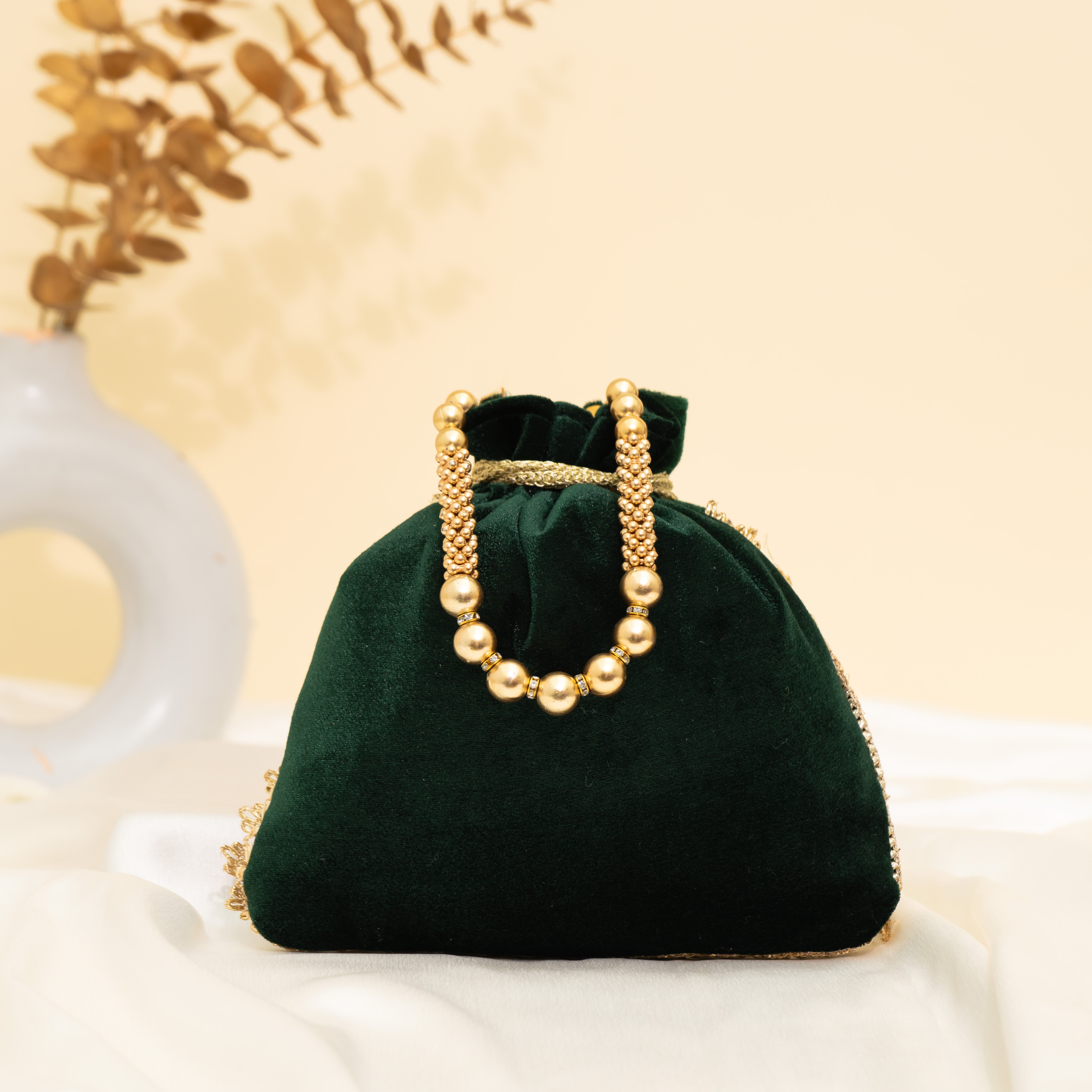 Green Peacock's Embrace Potli