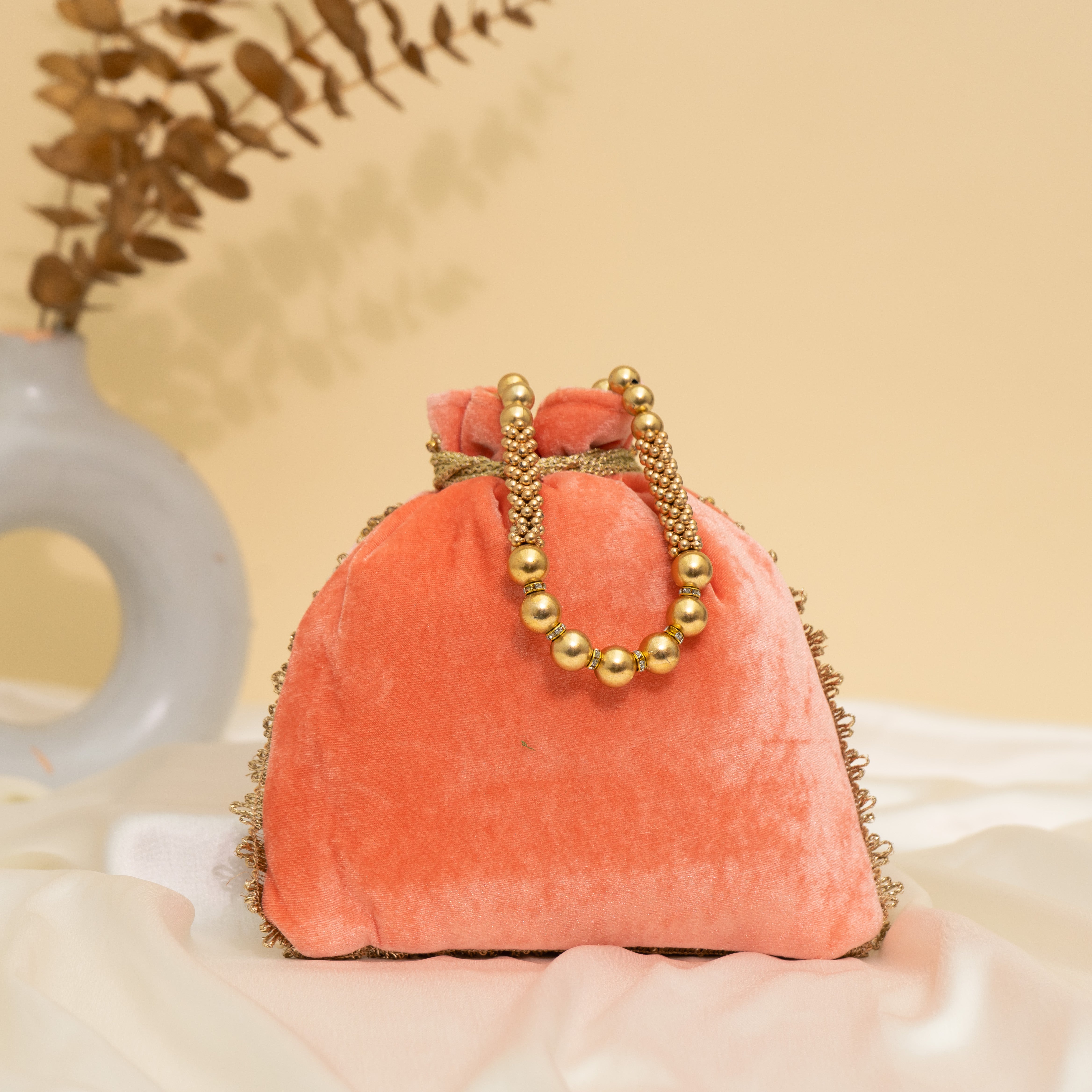 Peach Peacock's Embrace Potli
