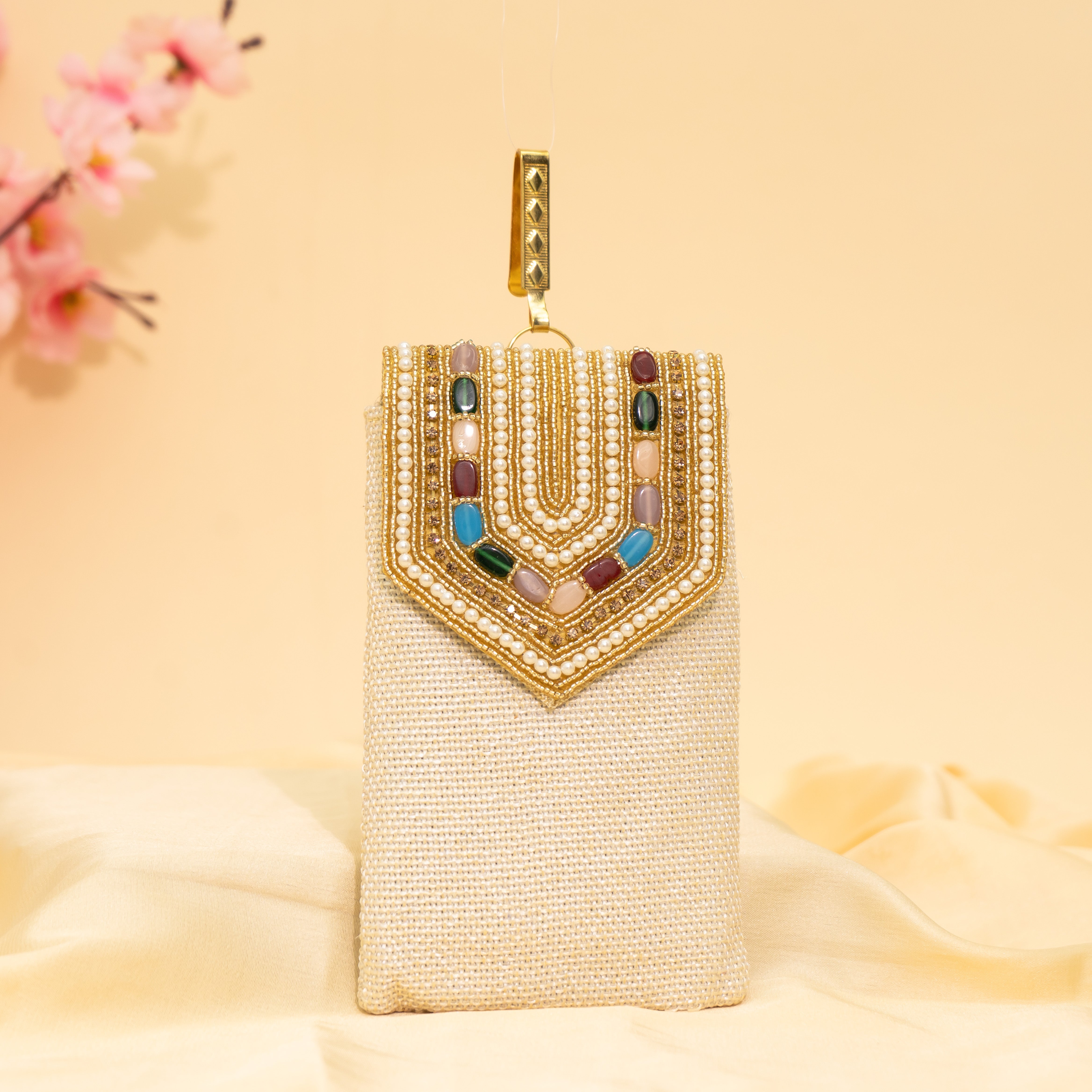 Cream Pearl Drop Mobile Sling