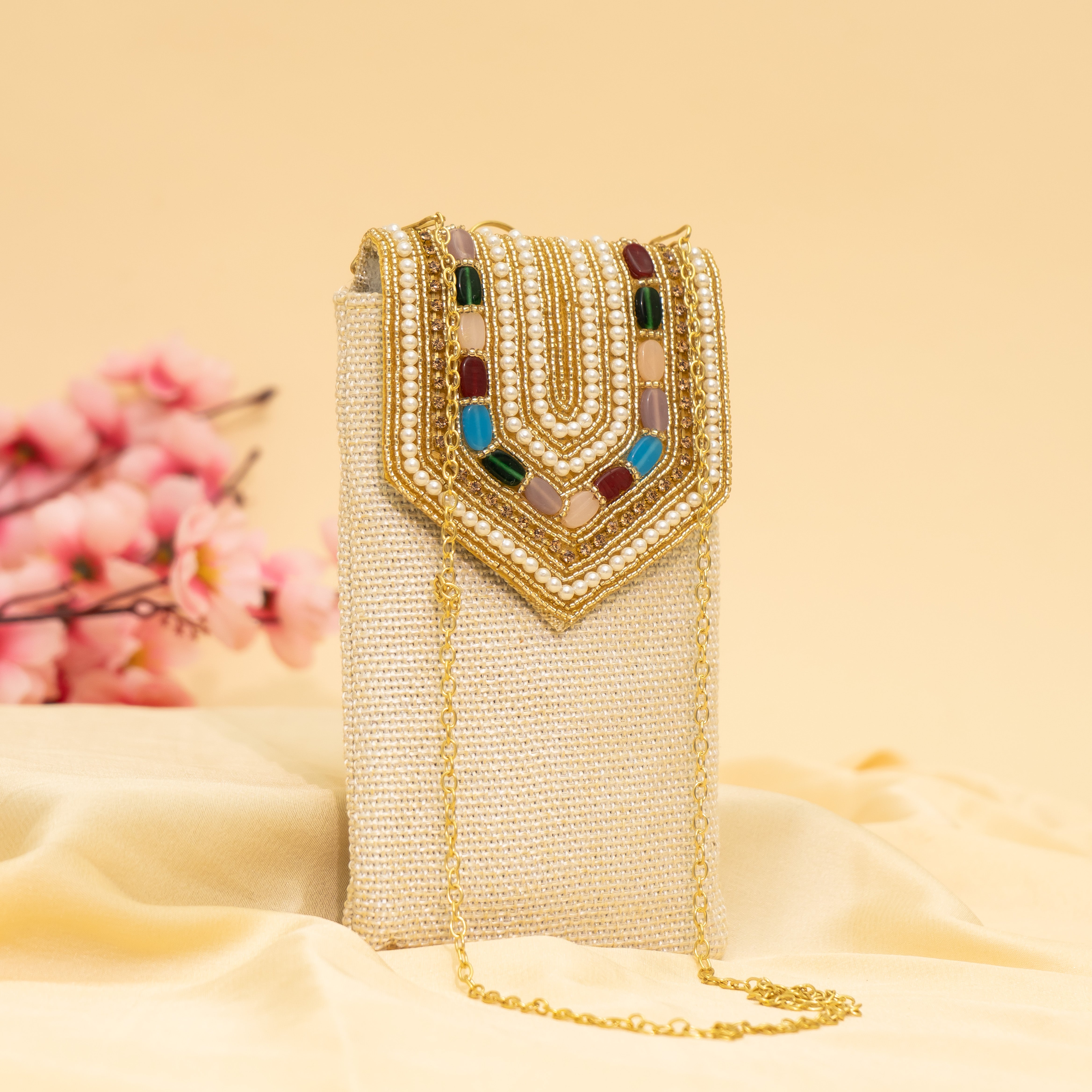Cream Pearl Drop Mobile Sling