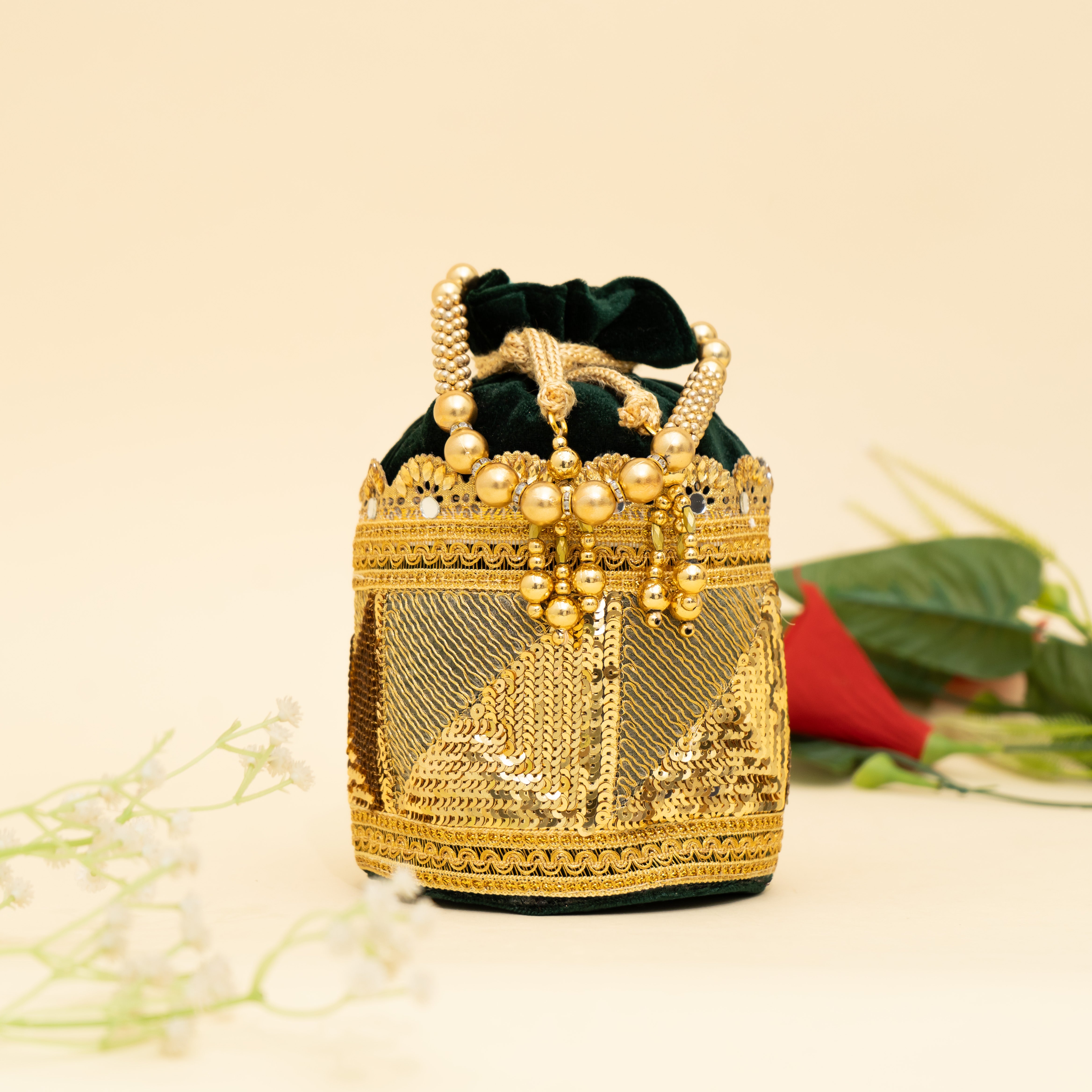Green Golden Gleam potli | CARA