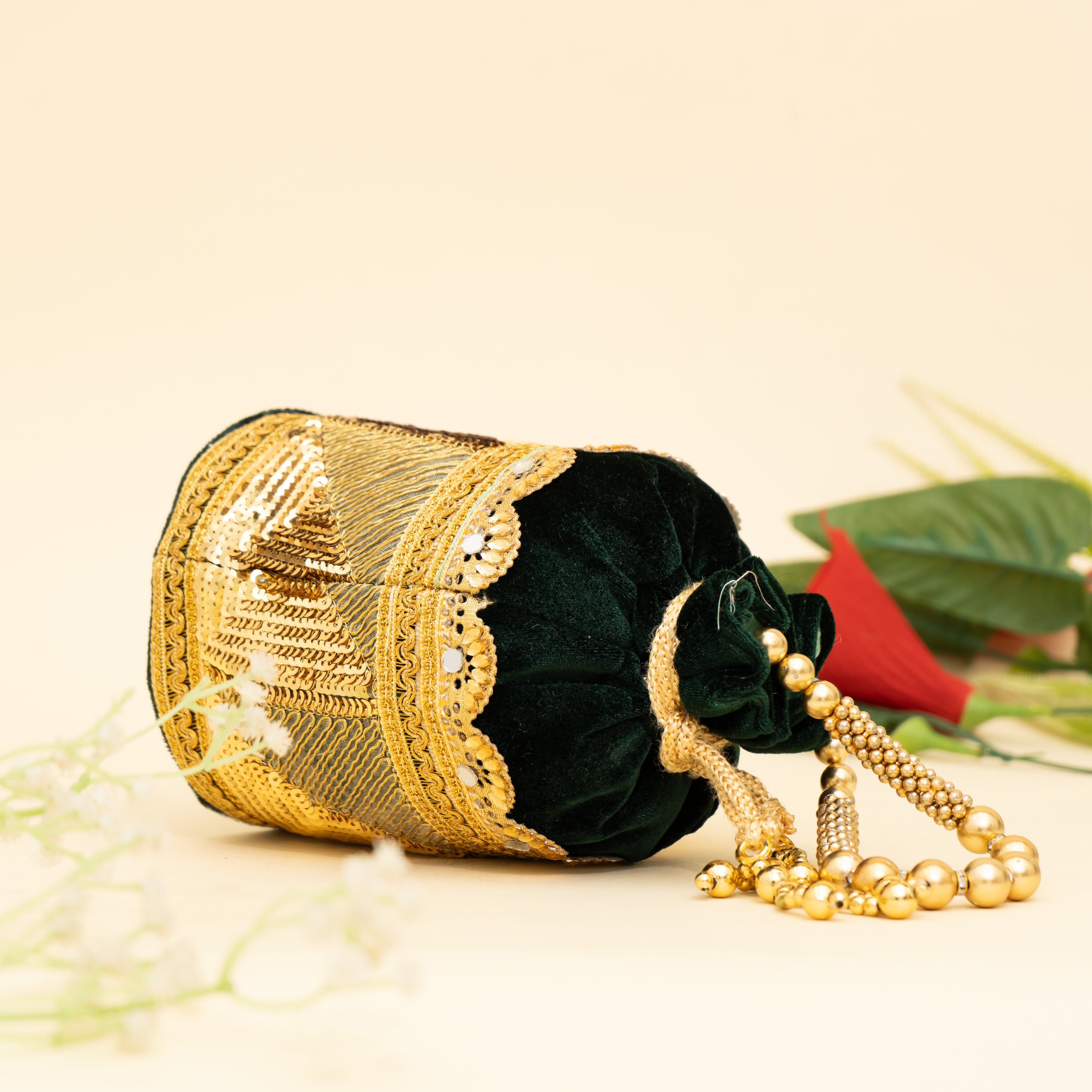 Green Golden Gleam potli | CARA