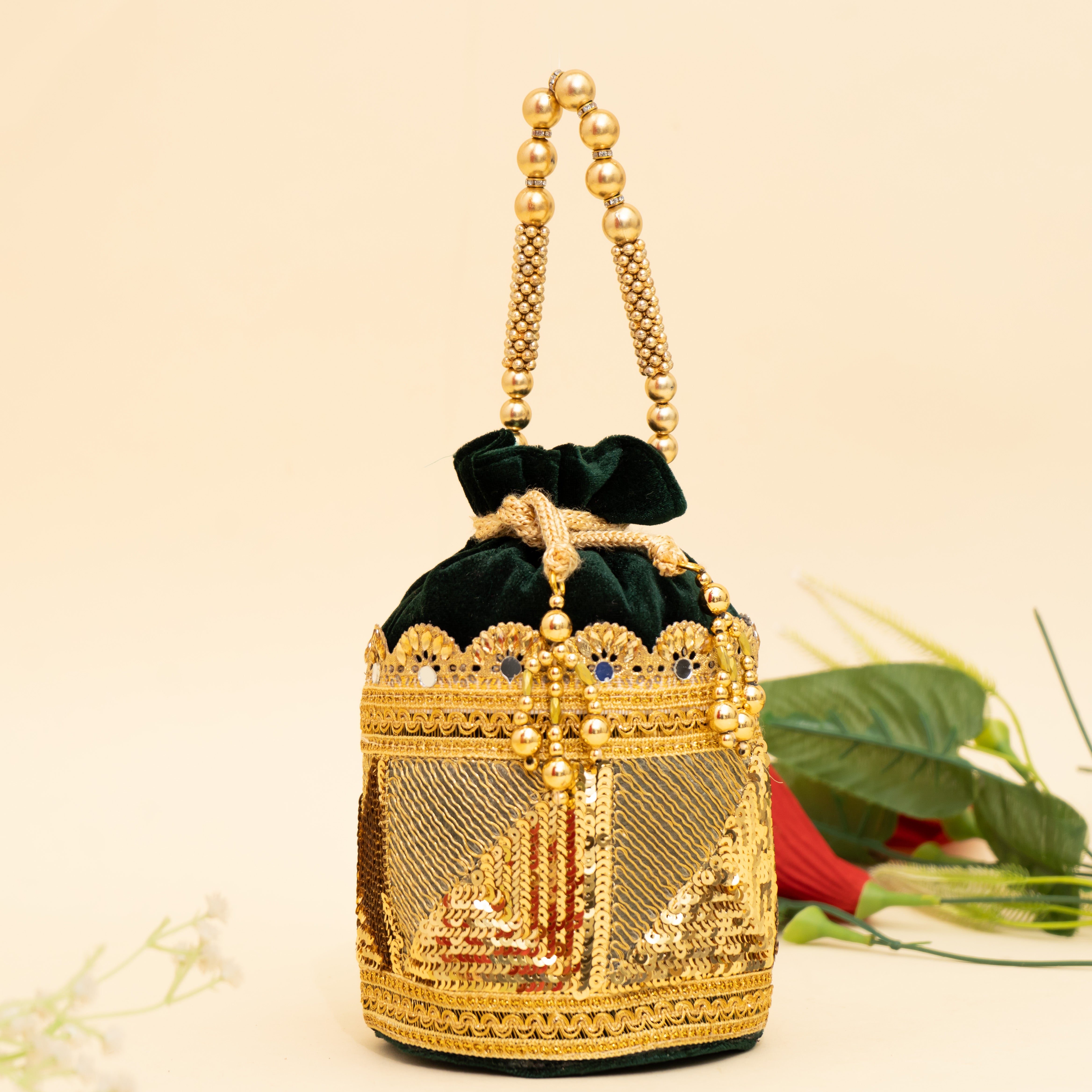 Green Golden Gleam potli | CARA
