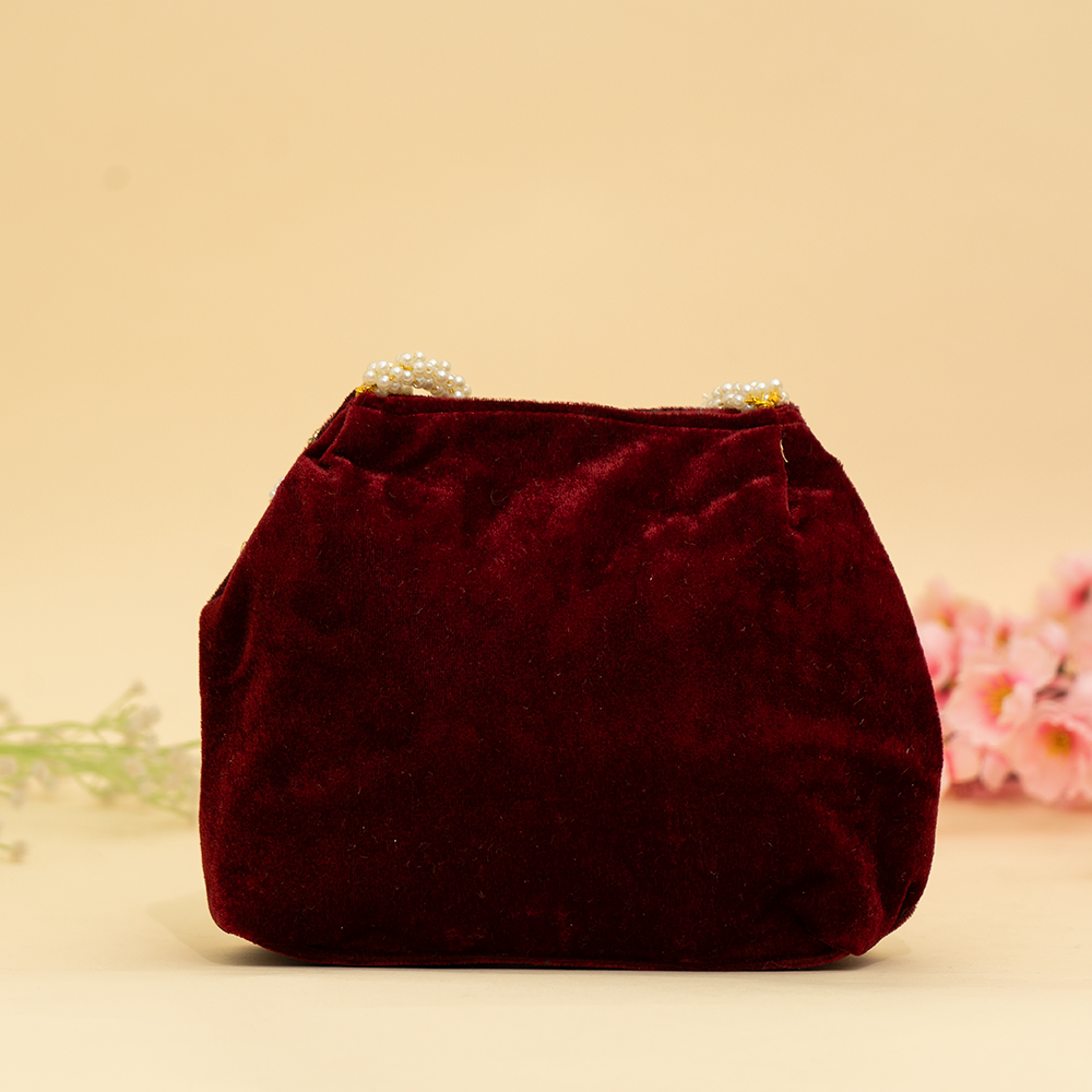 maroon Pearl Shine Potli| cara