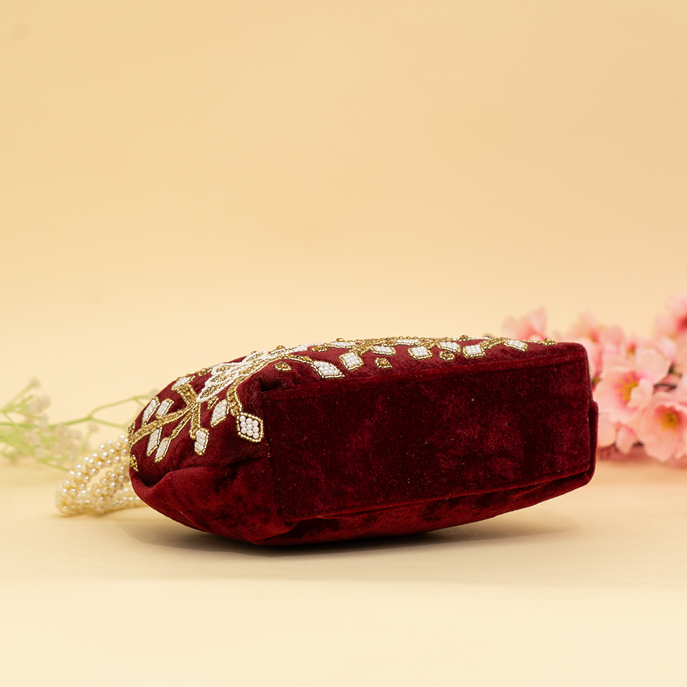 maroon Pearl Shine Potli| cara
