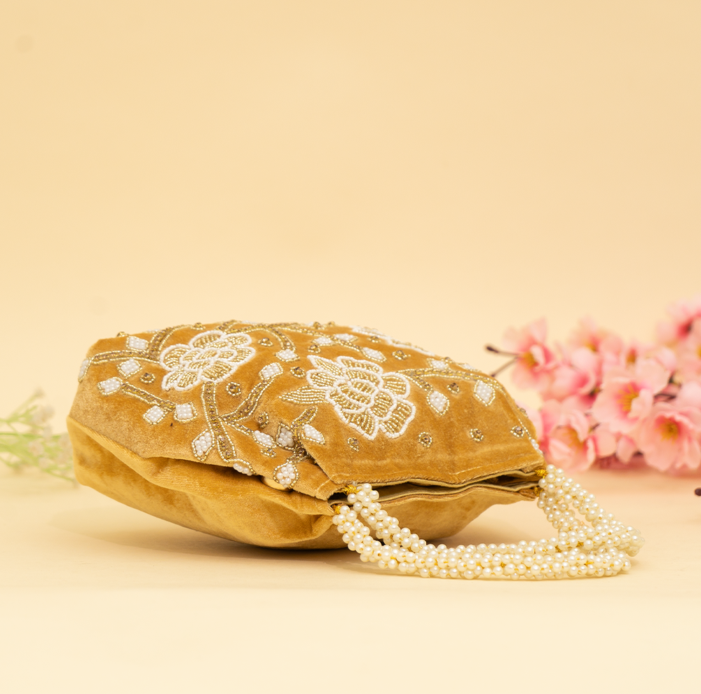 yellow Pearl Shine Potli| cara