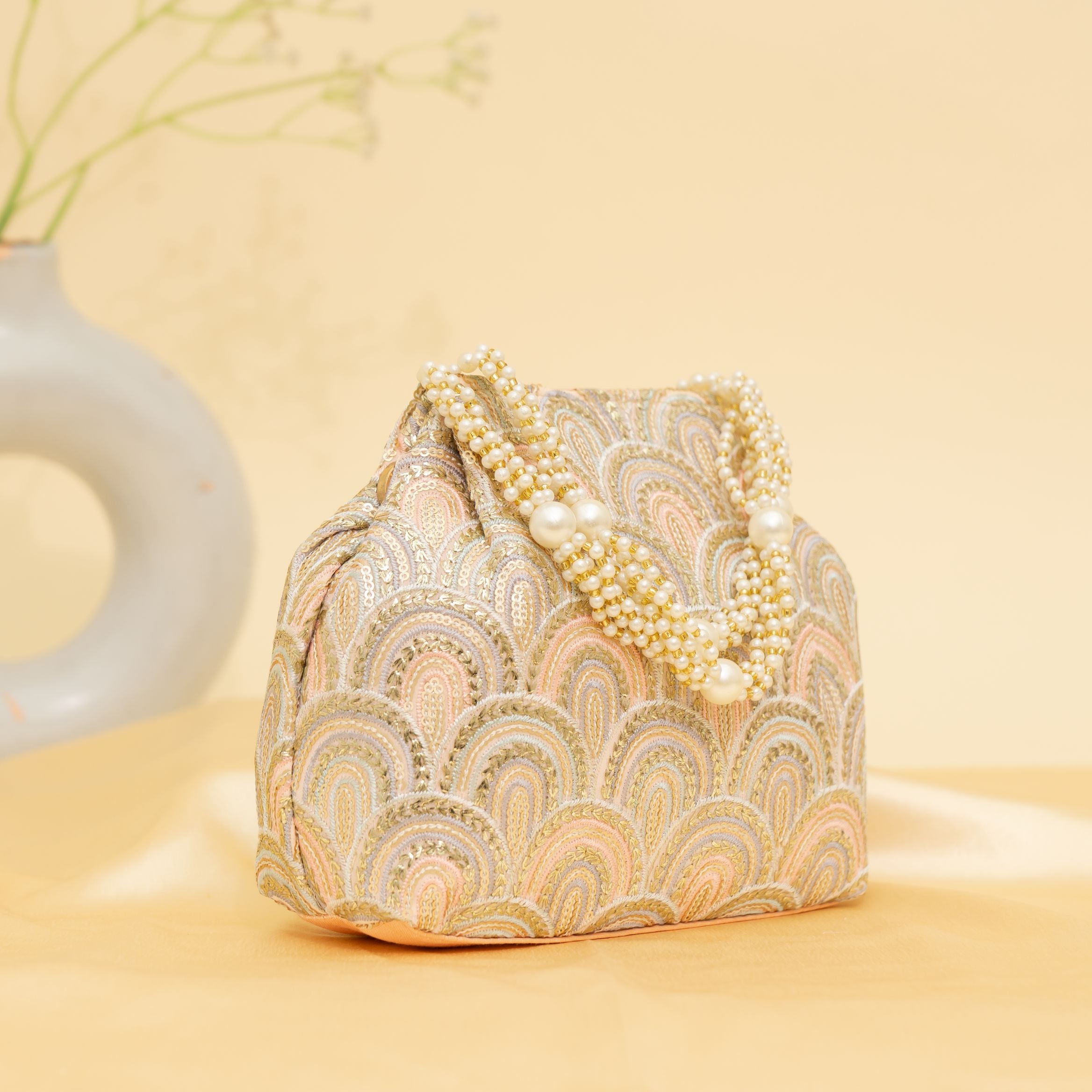 Golden Grace Potli-pink | cara