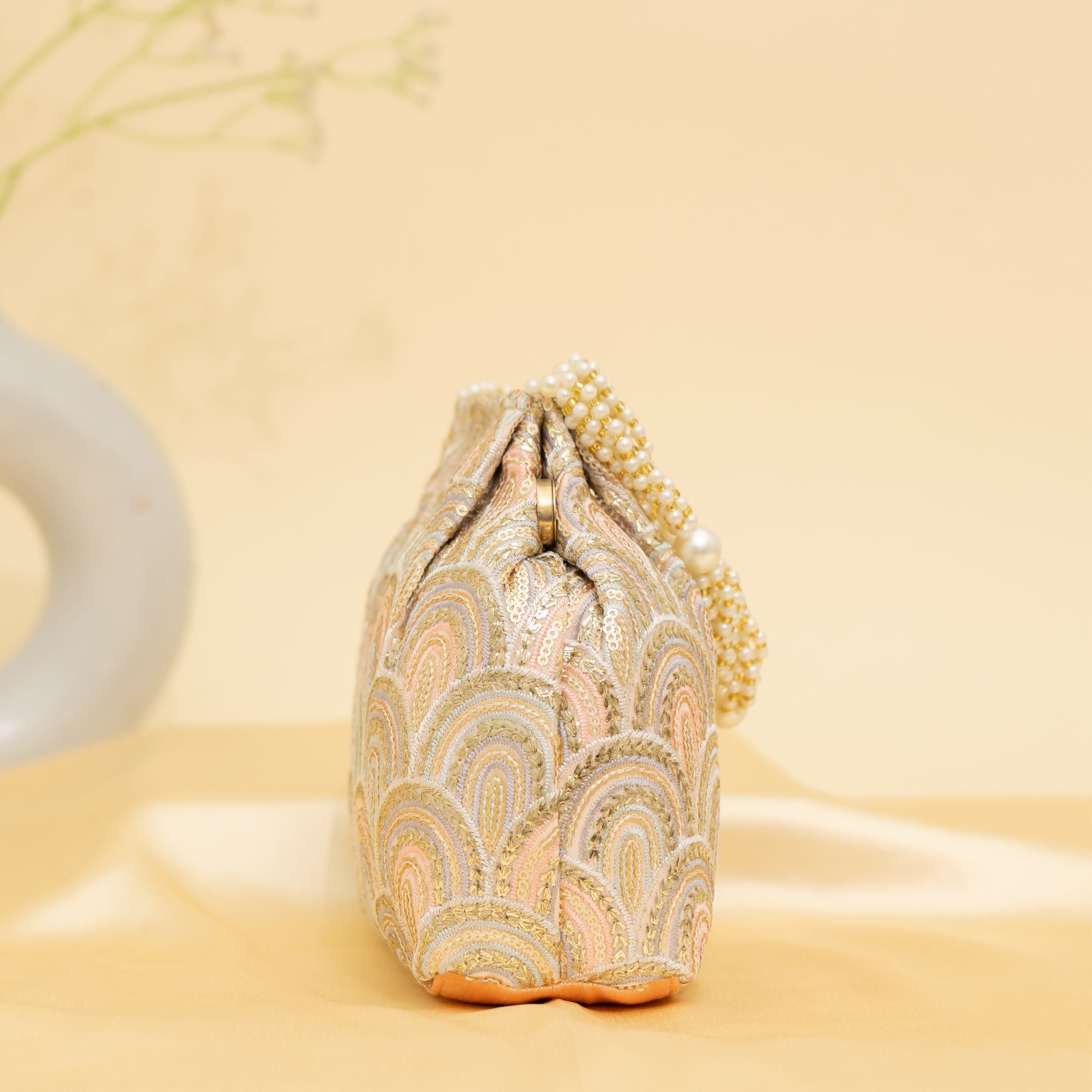 Golden Grace Potli-peach | cara