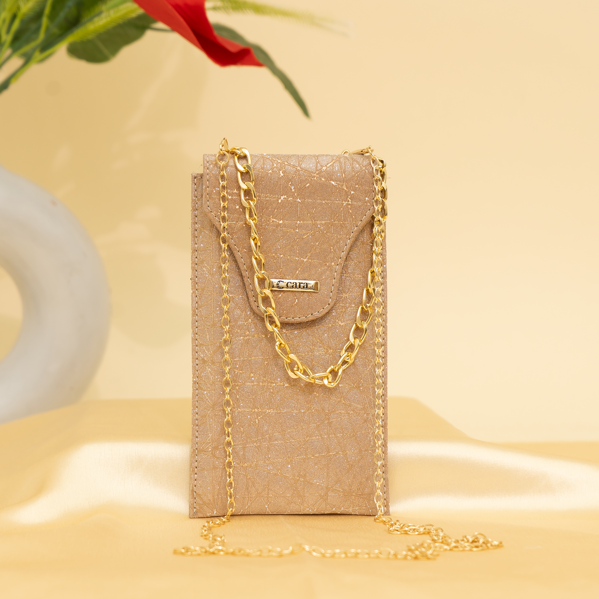 rose gold Gleam Chain Mobile Sling| cara