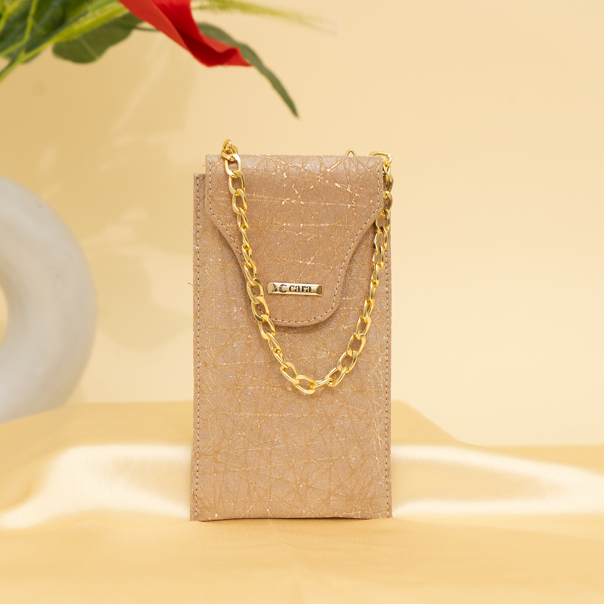 rose gold Gleam Chain Mobile Sling| cara