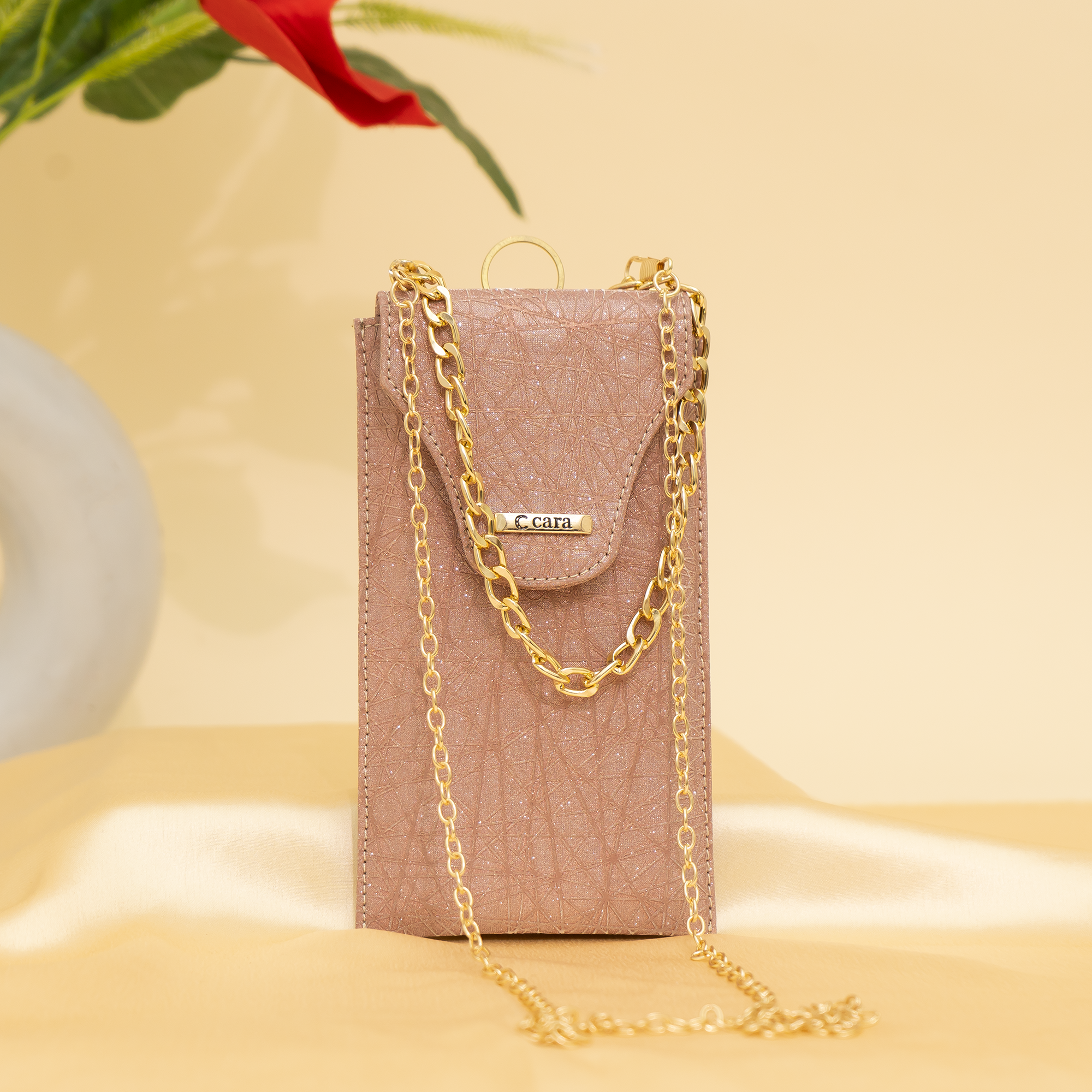 pink gold Gleam Chain Mobile Sling| cara