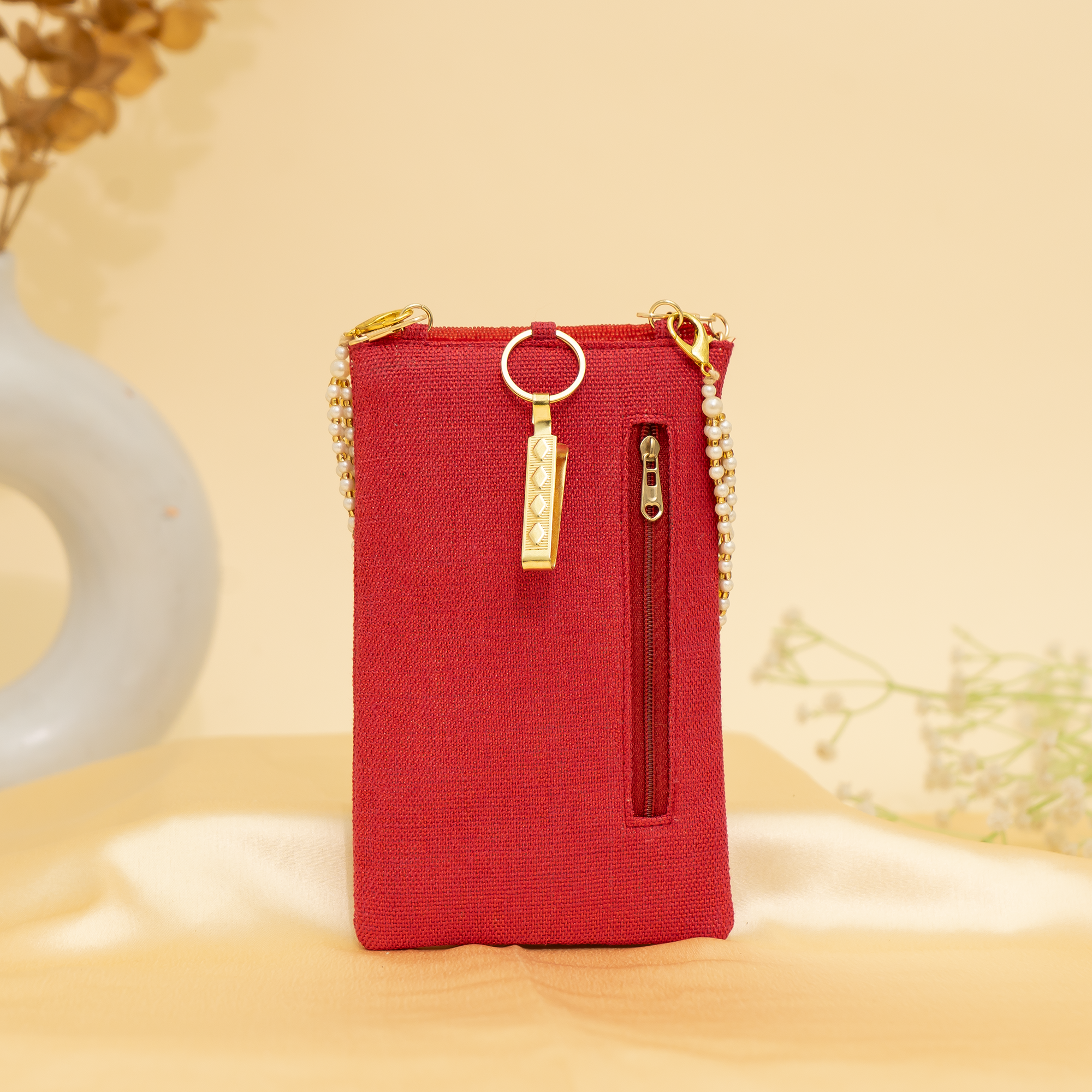 red Lustrous Charm Designer Mobile sling | cara
