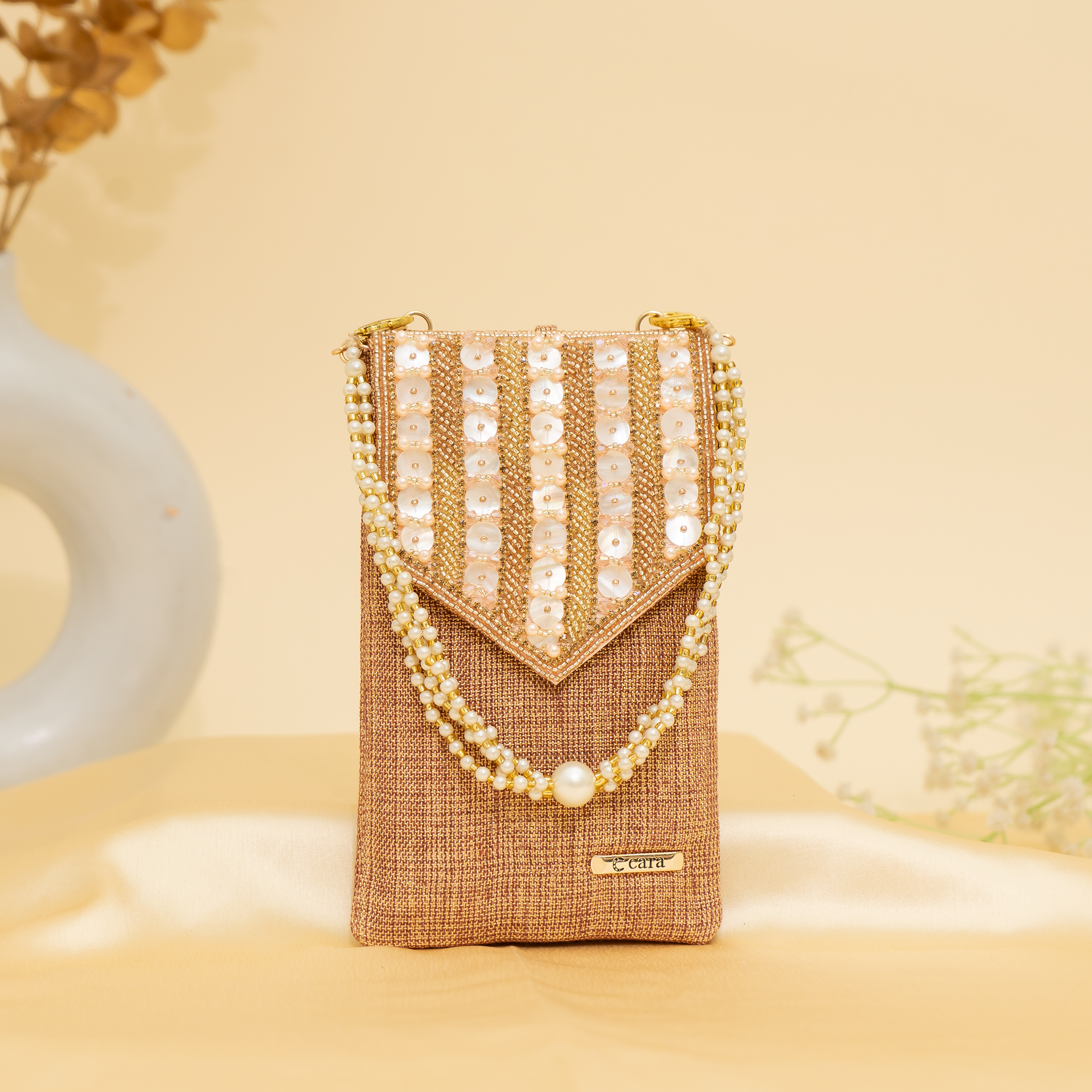 rose gold Lustrous Charm Designer Mobile sling | cara