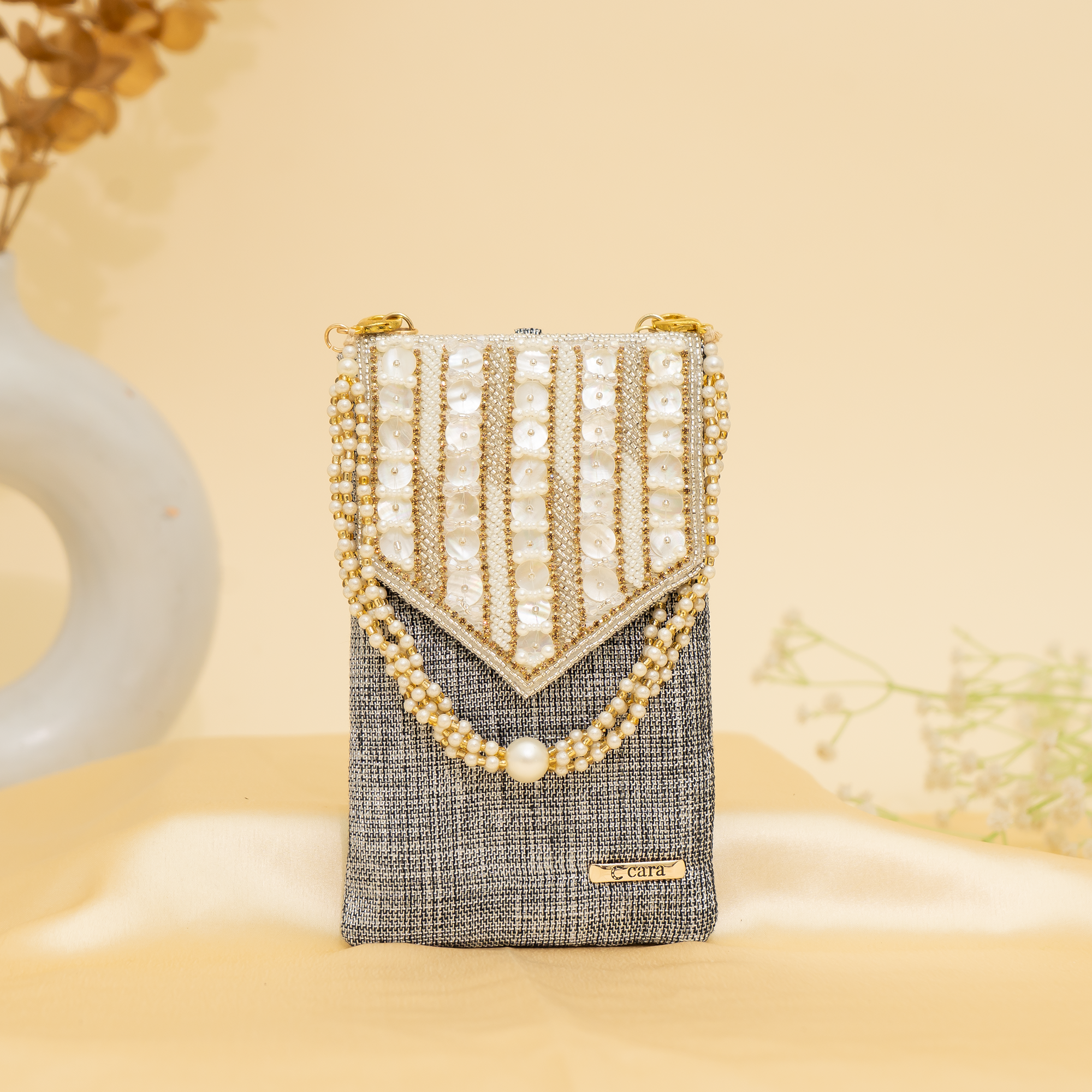 grey Lustrous Charm Designer Mobile sling | cara