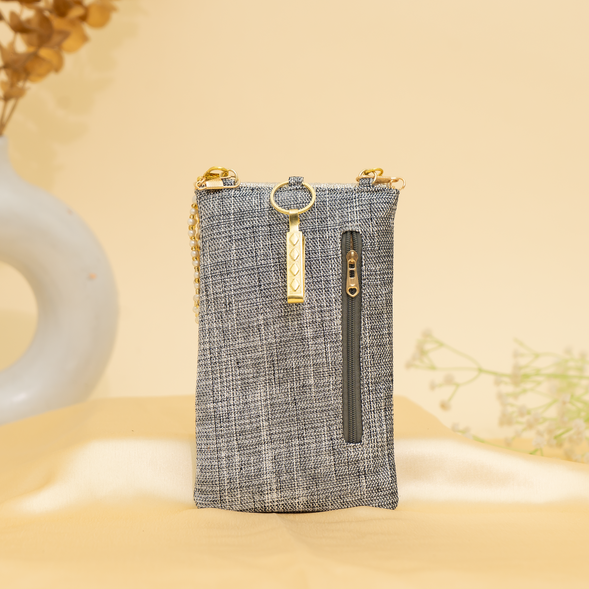 grey Lustrous Charm Designer Mobile sling | cara