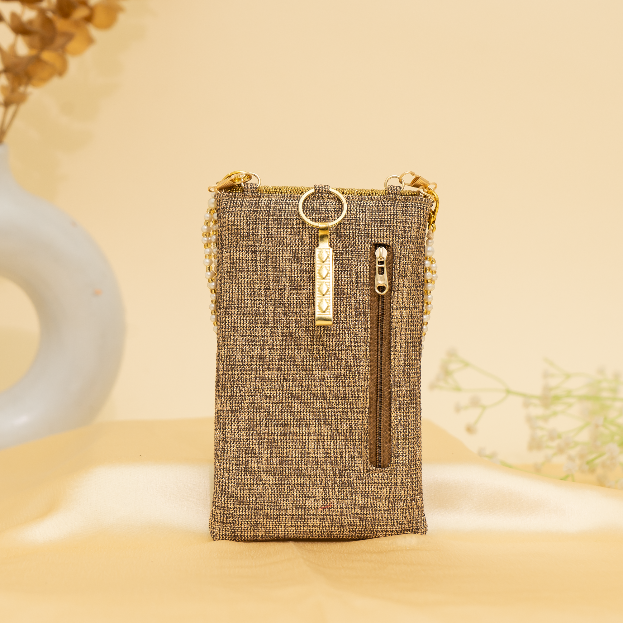 brown Lustrous Charm Designer Mobile sling | cara