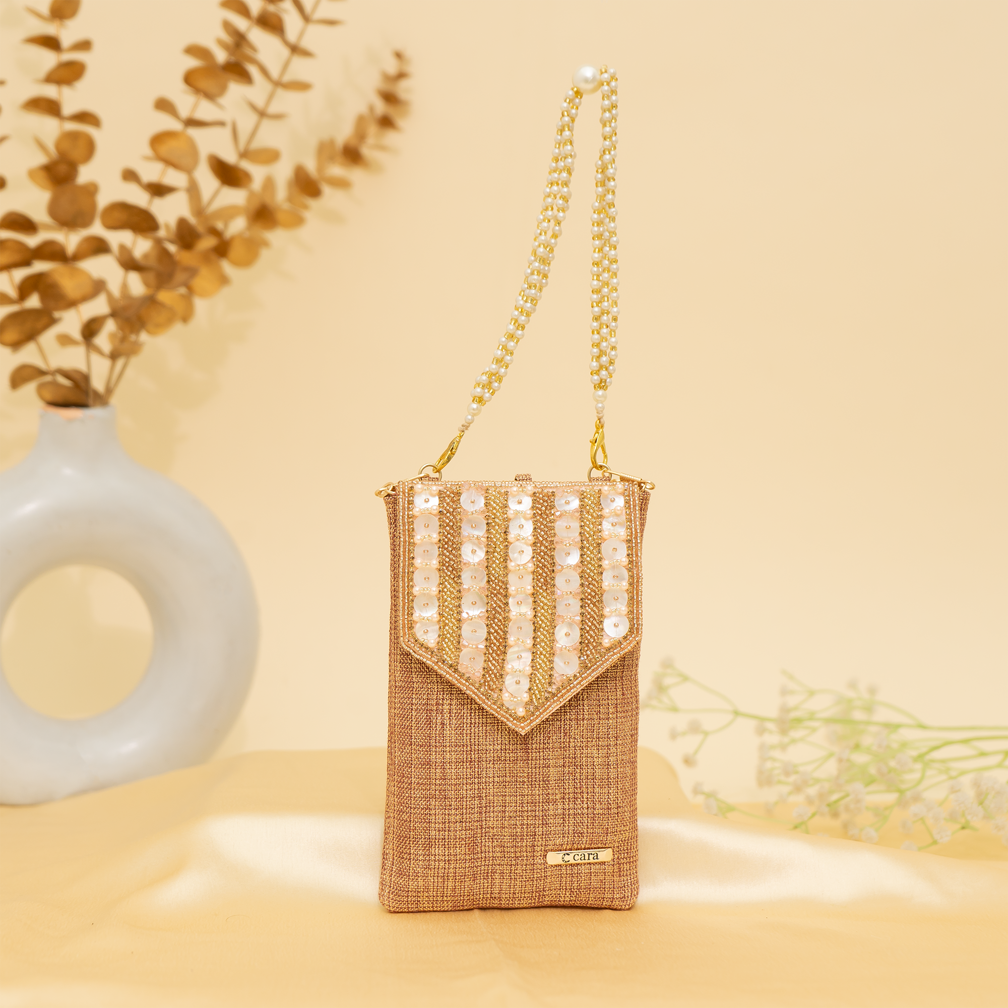 rose gold Lustrous Charm Designer Mobile sling | cara
