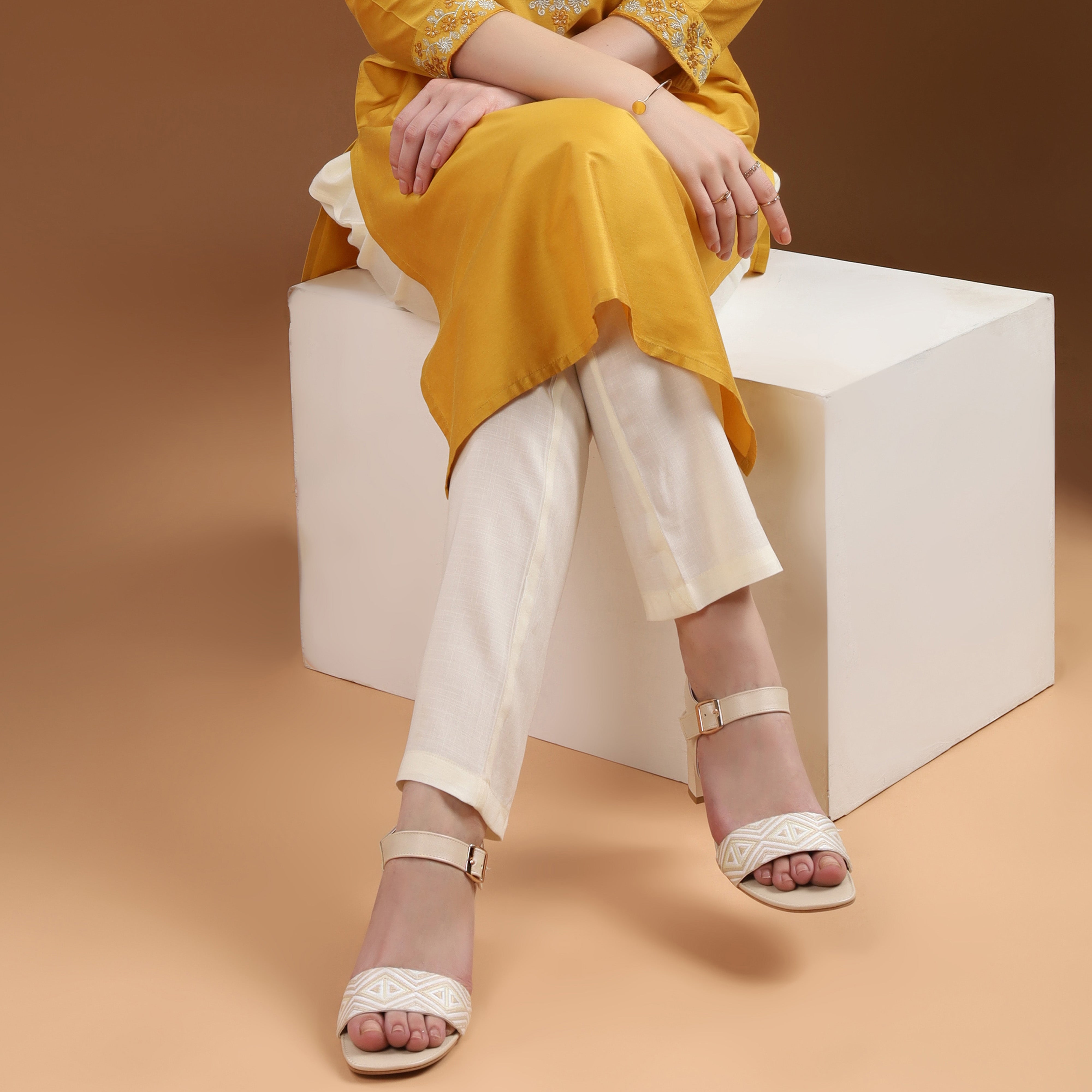 Cream Buckle Bliss heels | Cara