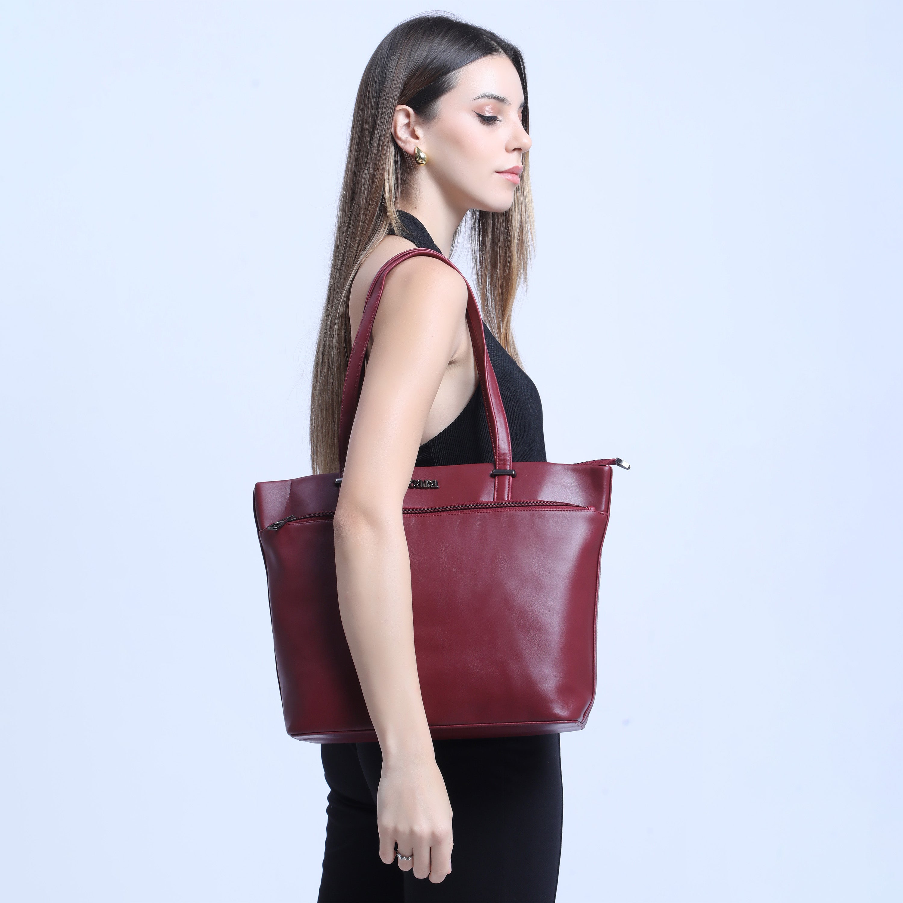 Maroon 9 to 5 Office Tote Bag | Cara