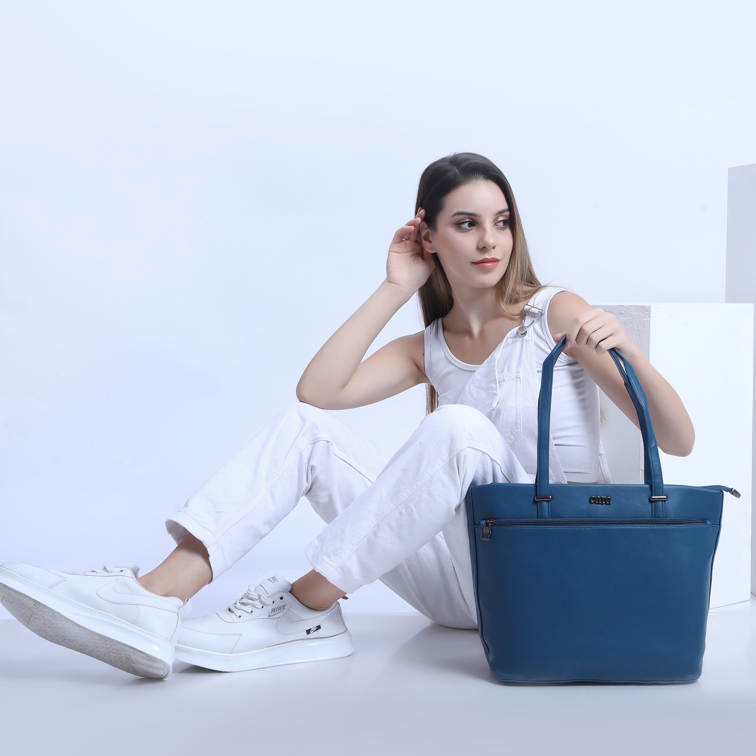 Teal Blue 9 to 5 Office Tote Bag | Cara