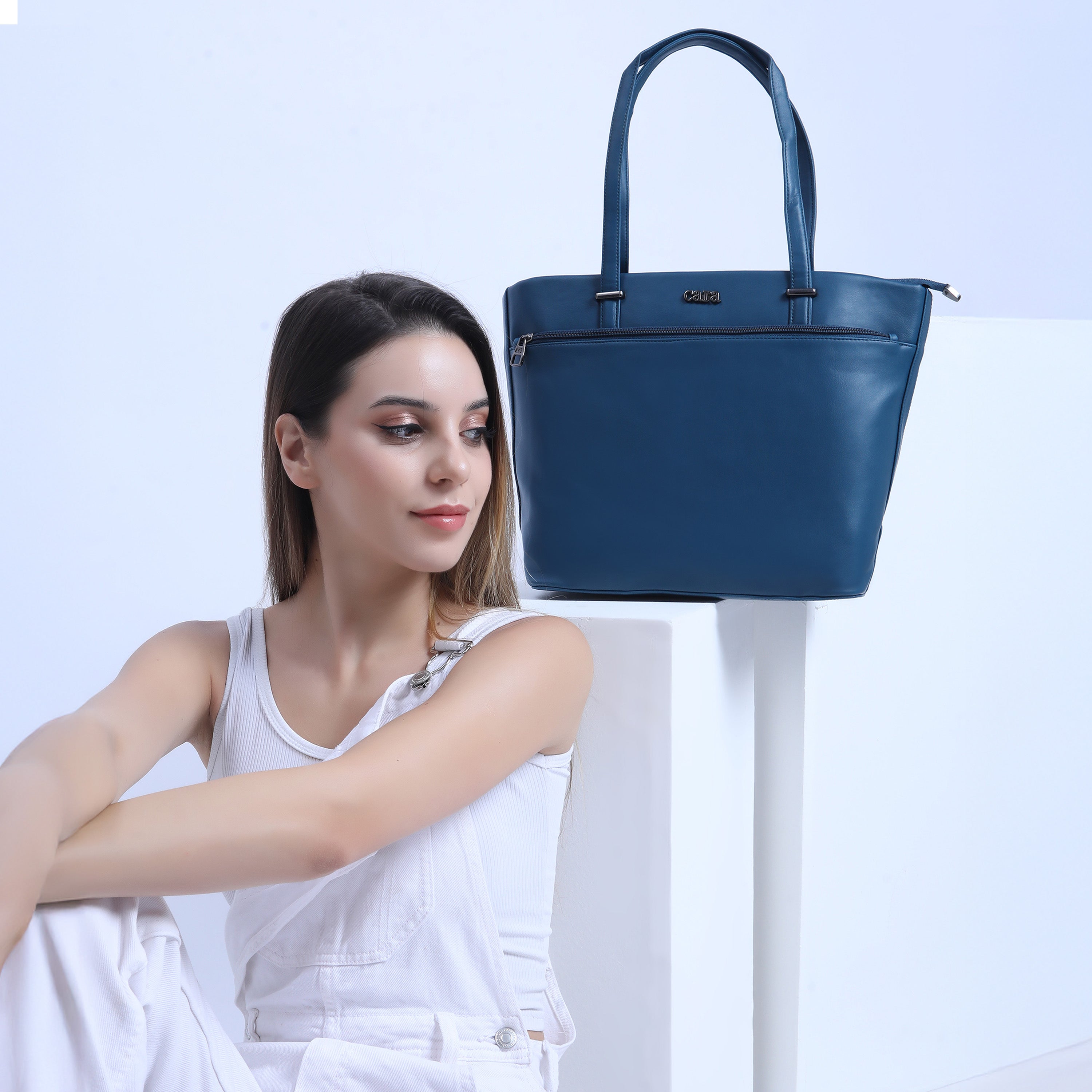 Teal Blue 9 to 5 Office Tote Bag | Cara