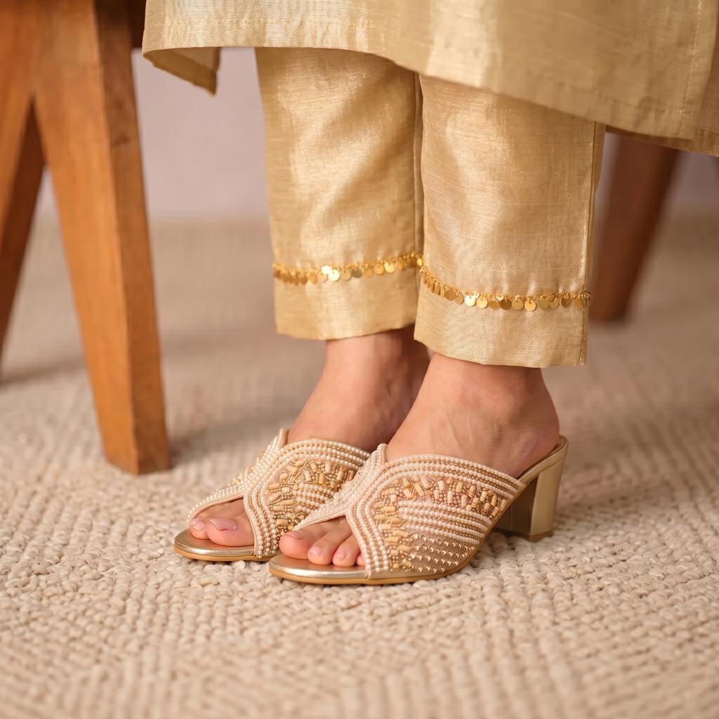 Golden Aura Pearl Heels