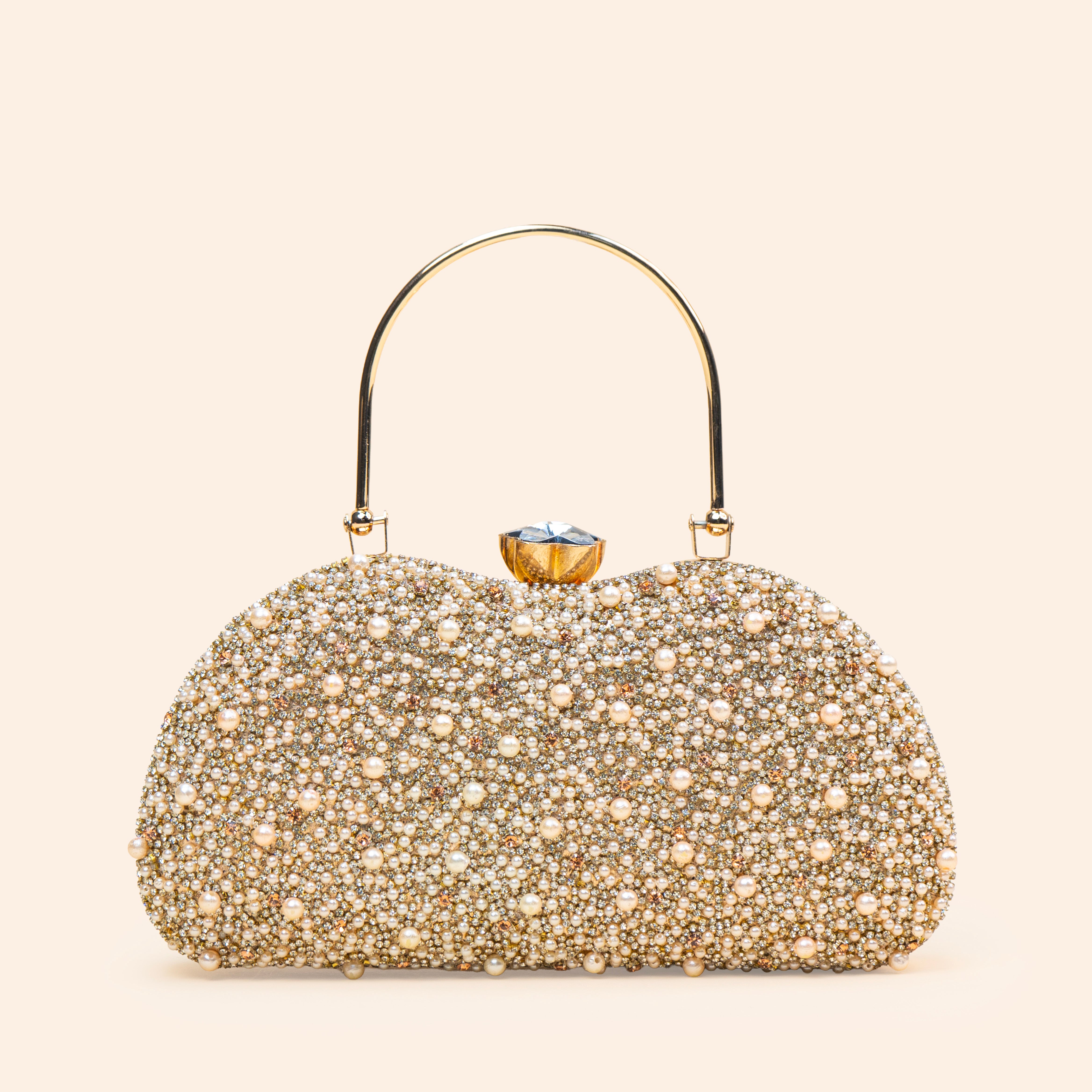 Dazzle Pearl Gold Clutch