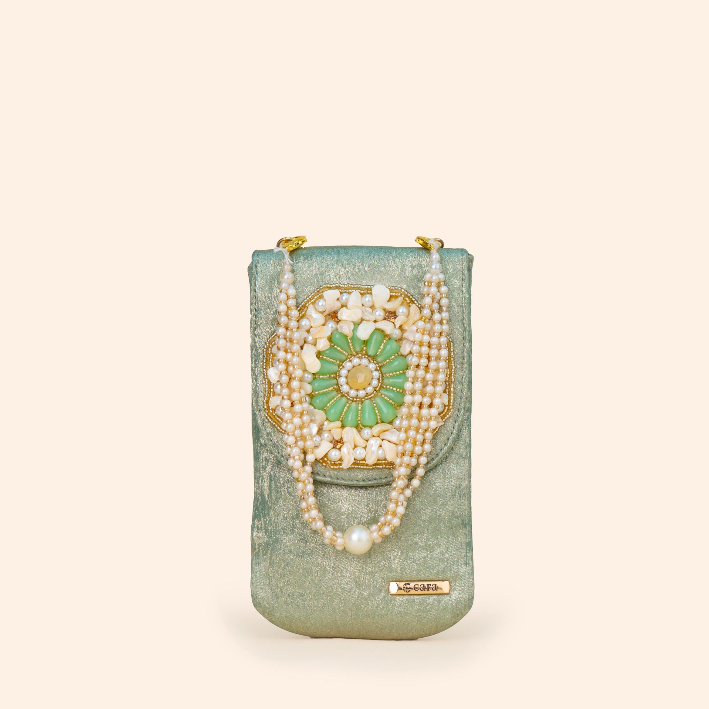 Aquamarine Pearl Charm Clutch
