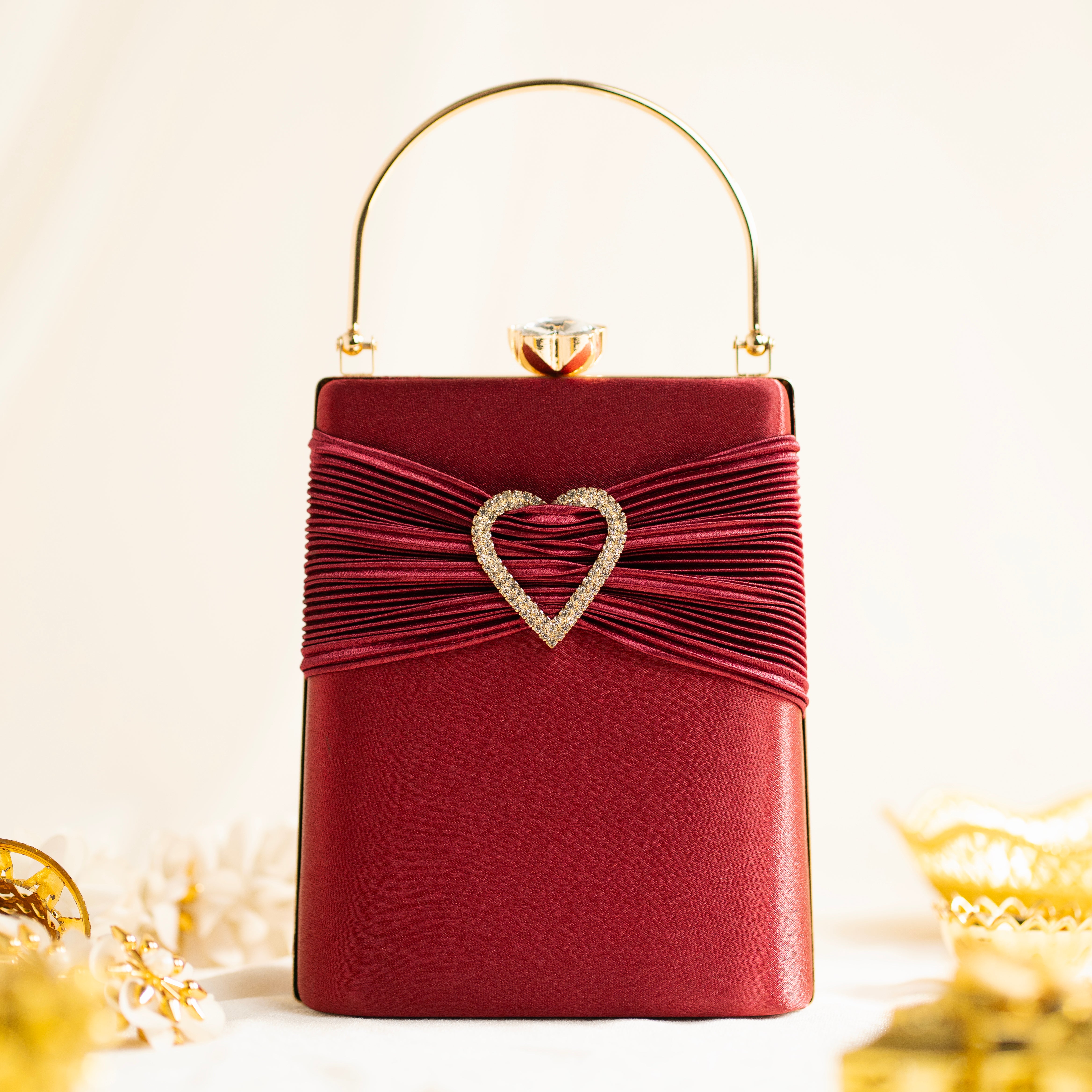 Satin Heartbeat Clutch