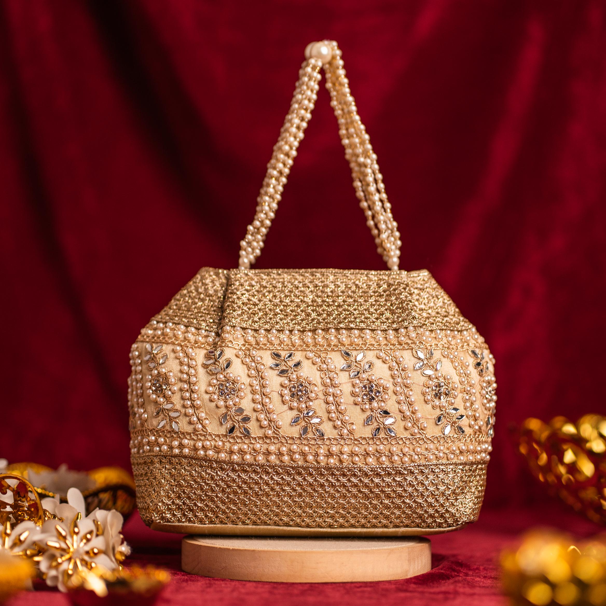 Golden Fern Pearl Potli