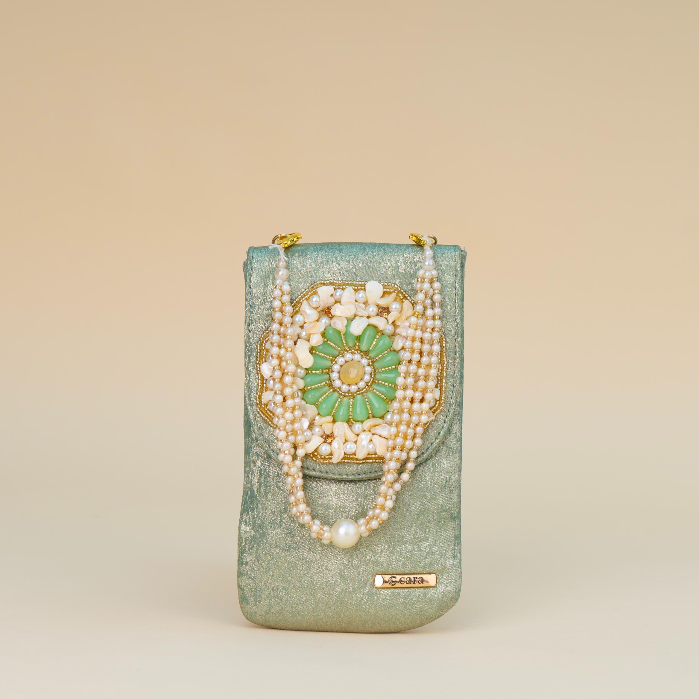 Aquamarine Pearl Charm Clutch