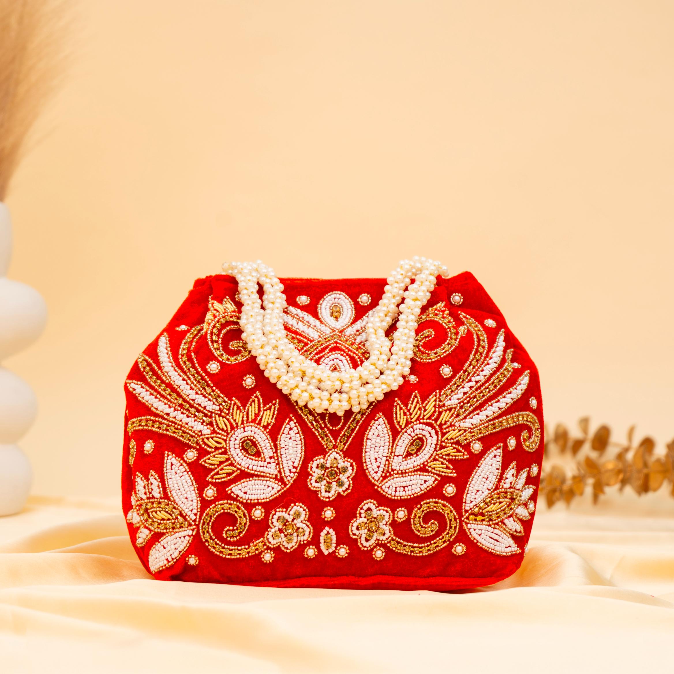 Celeste Velvet Thread Potli