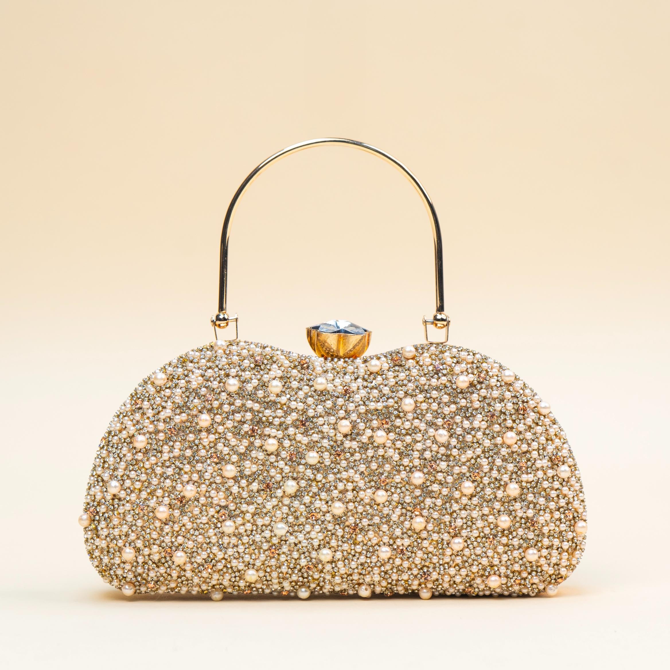 Dazzle Pearl Gold Clutch