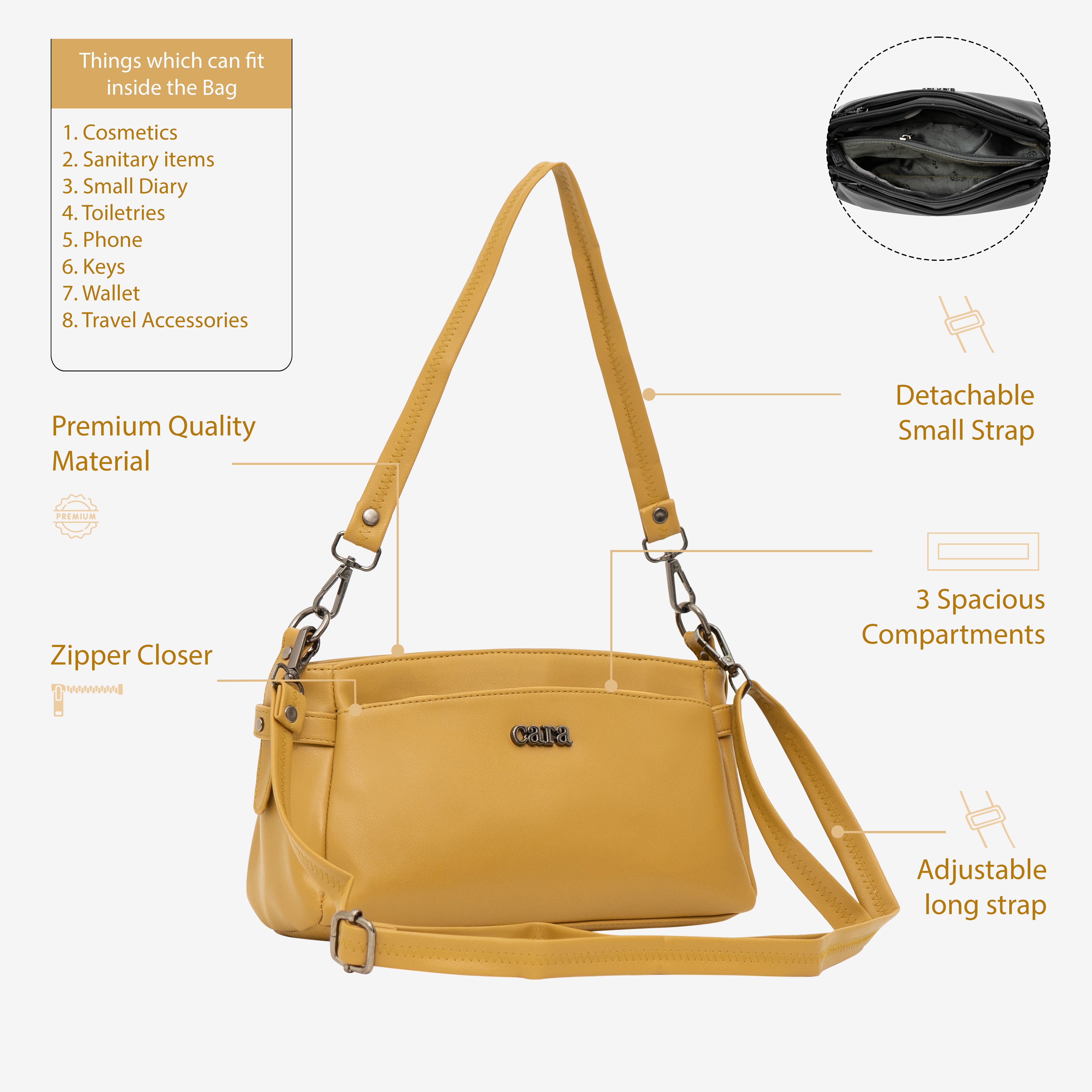 Mustard Yellow Weekend Carry sling | Cara