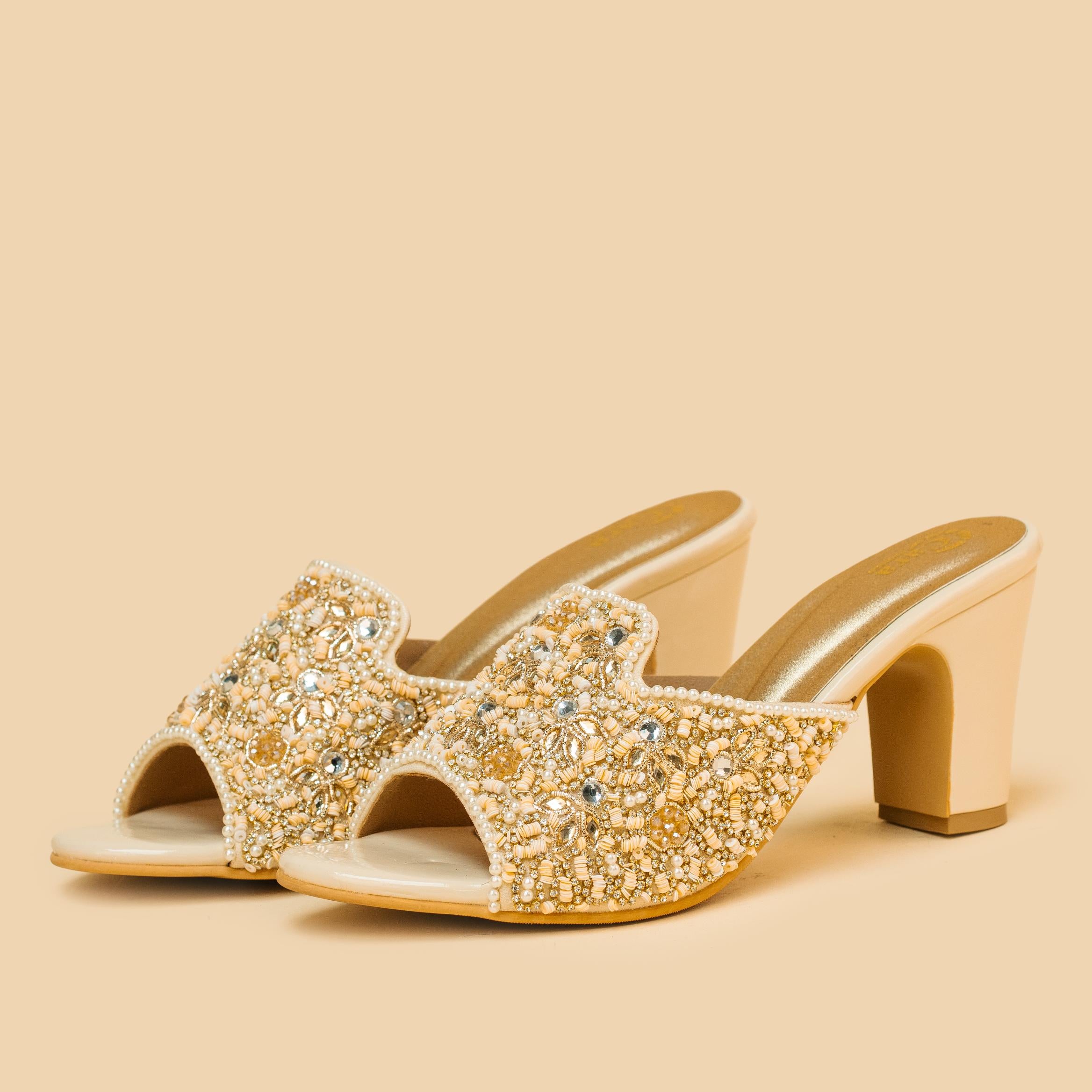 Shimmer Embroidery Heels