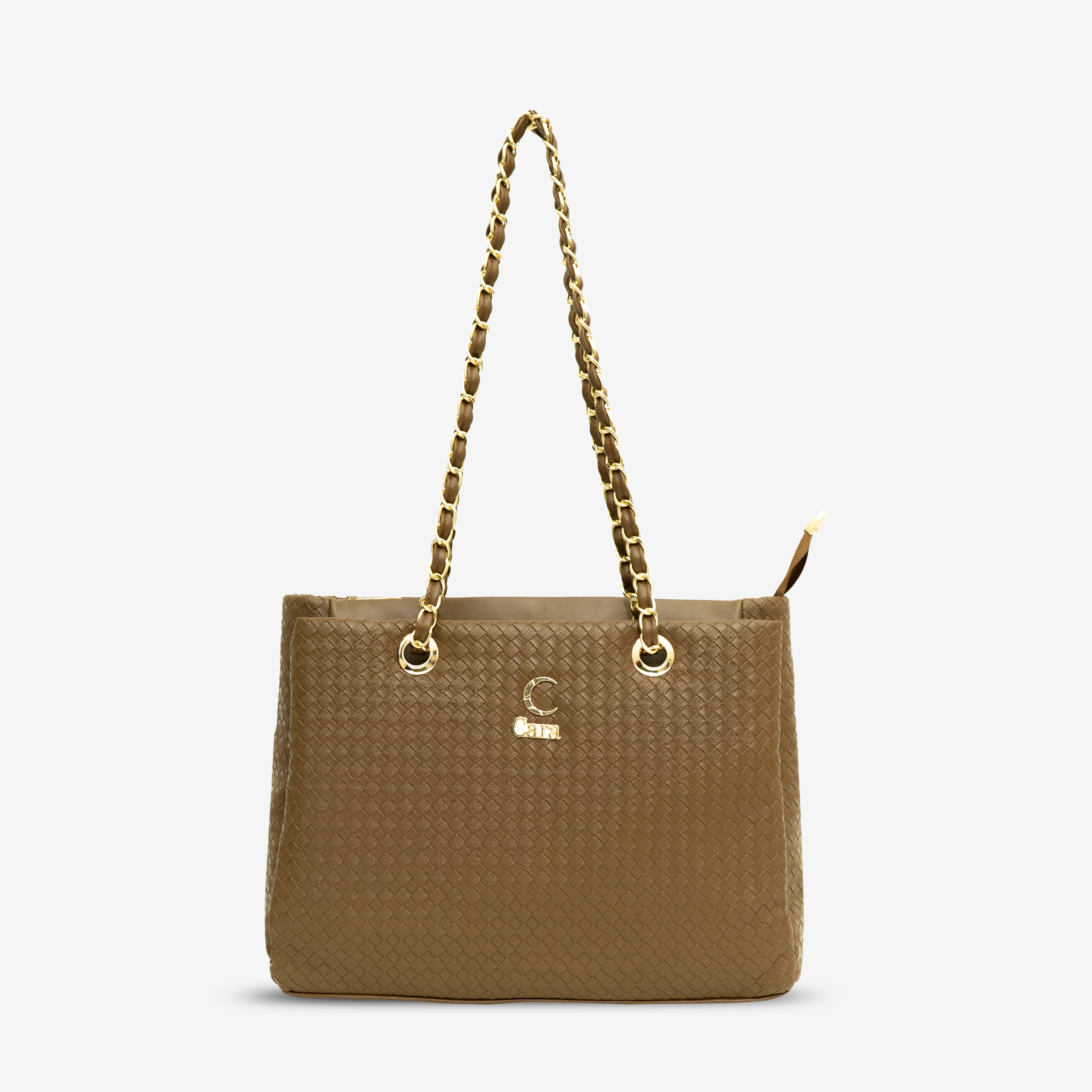 Brown Textured Swagger Tote Bag I Cara