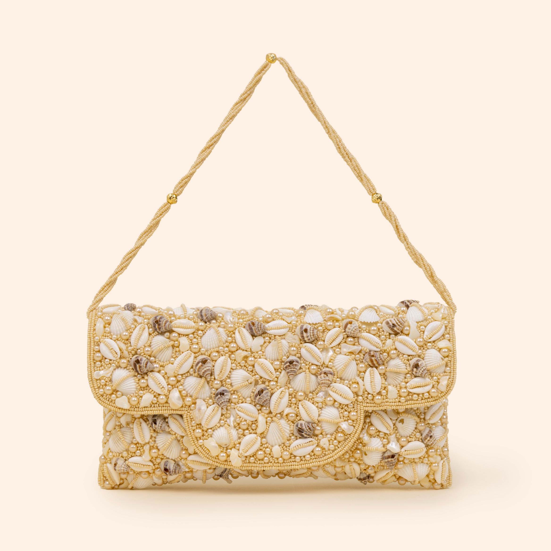 Women's Pearl Shell Beaded Shoulder Bag
